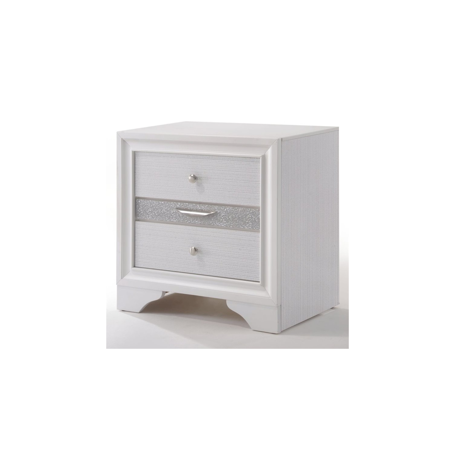 Bowery Hill Square Wood 3-Drawers Bedroom Nightstand in White