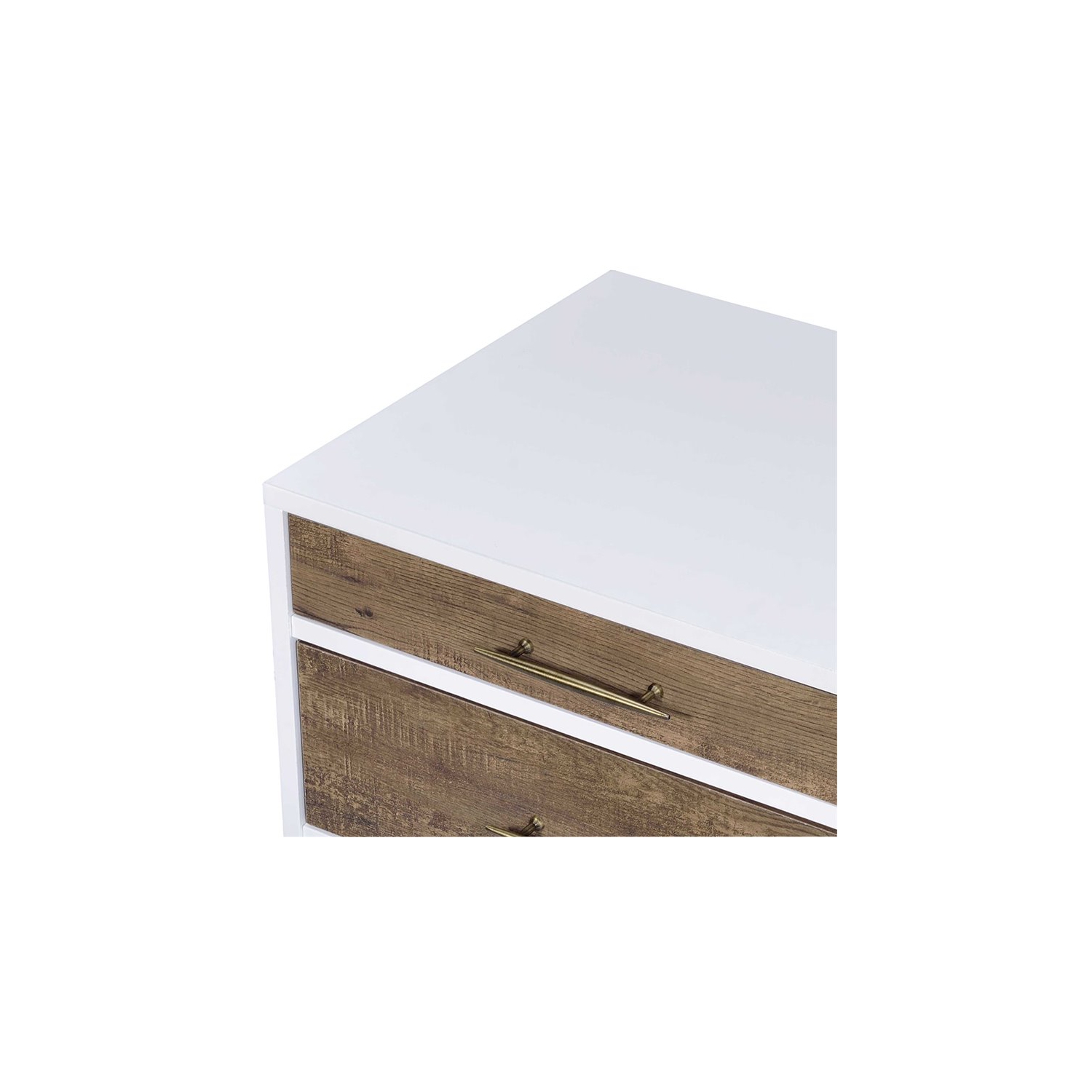 Bowery Hill Contemporary 3 Drawer Nightstand in White and Weathered Oak
