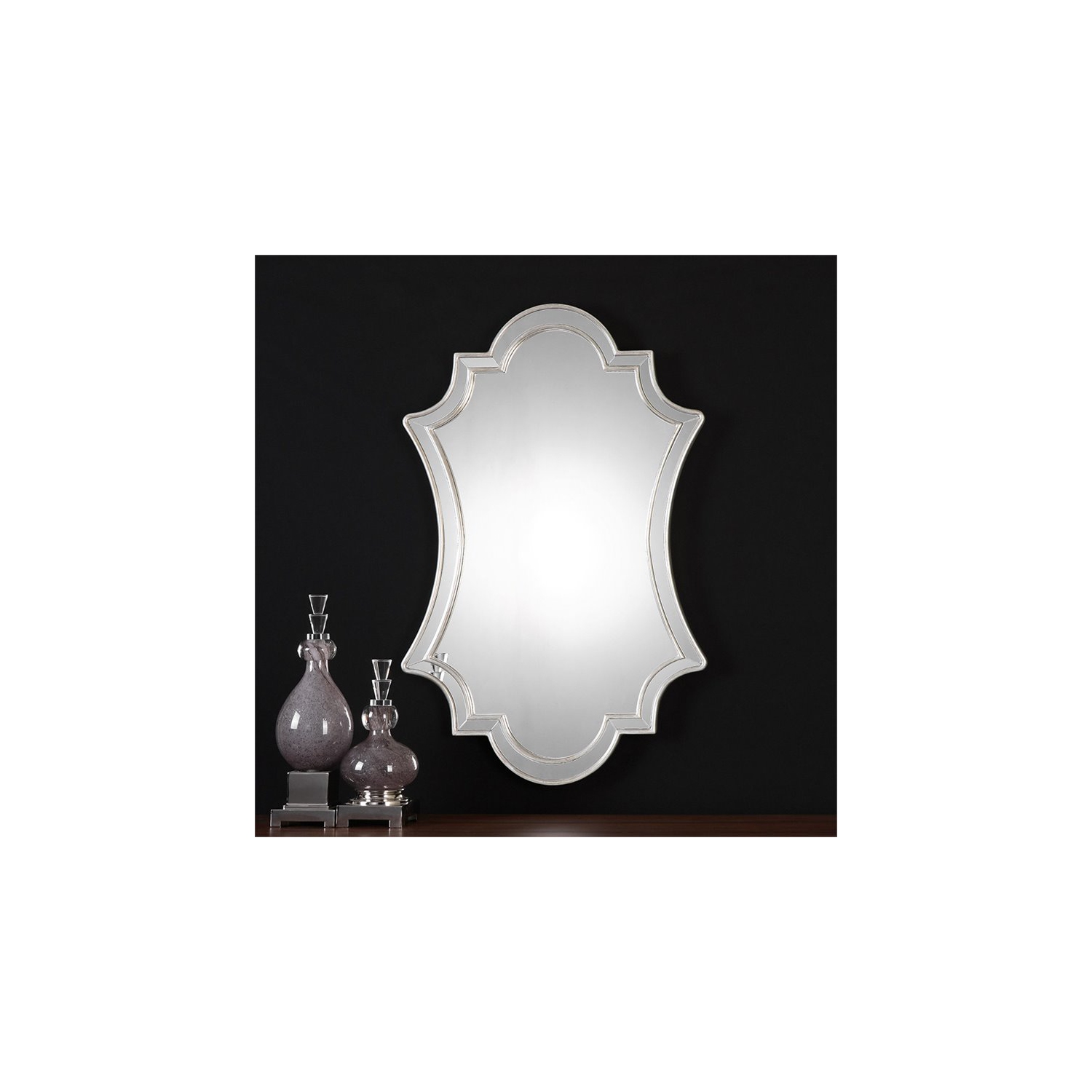 Bowery Hill Contemporary Antiqued Silver Wall Mirror
