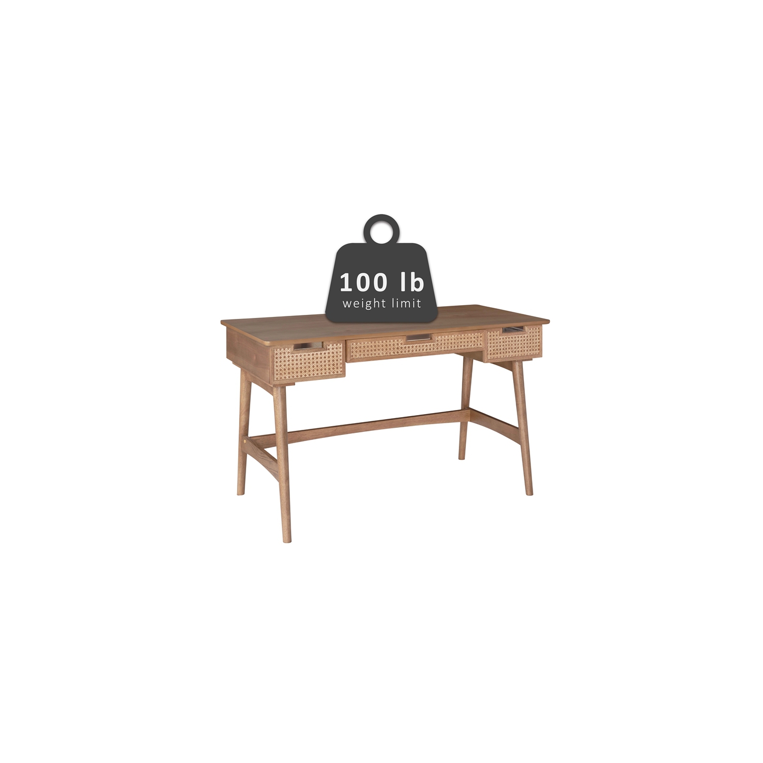 Riverbay Furniture Rattan Wood Desk in Natural