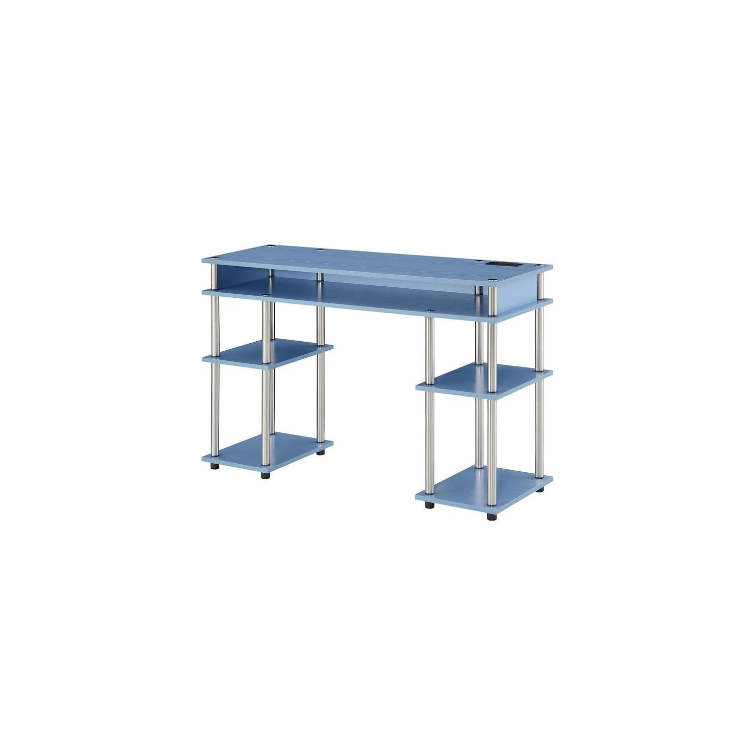Designs2Go No Tools Student Desk with Charging Station in Blue Wood Finish