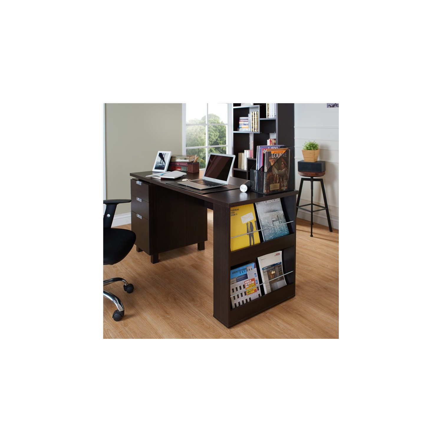 Furniture of America Nickolas Modern Wood 3-Drawer Office Desk in Espresso