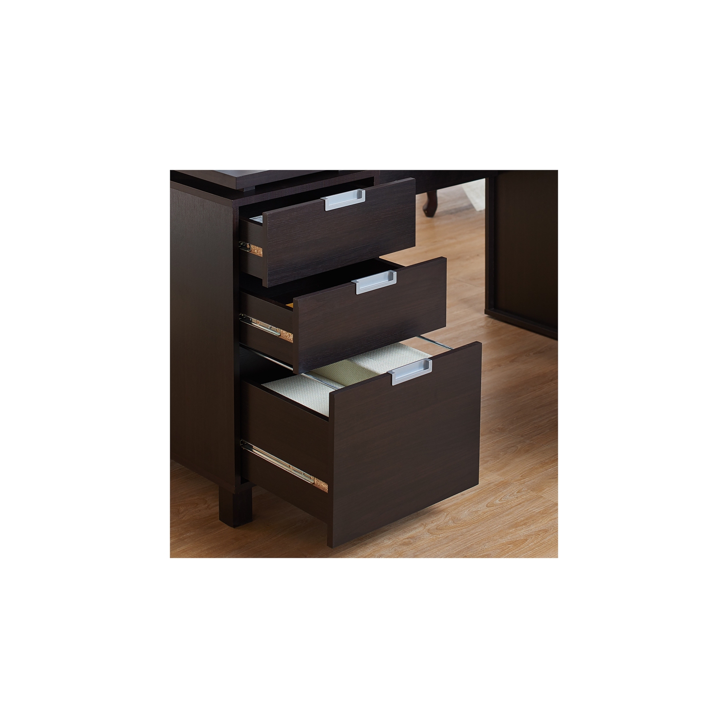 Furniture of America Nickolas Modern Wood 3-Drawer Office Desk in Espresso