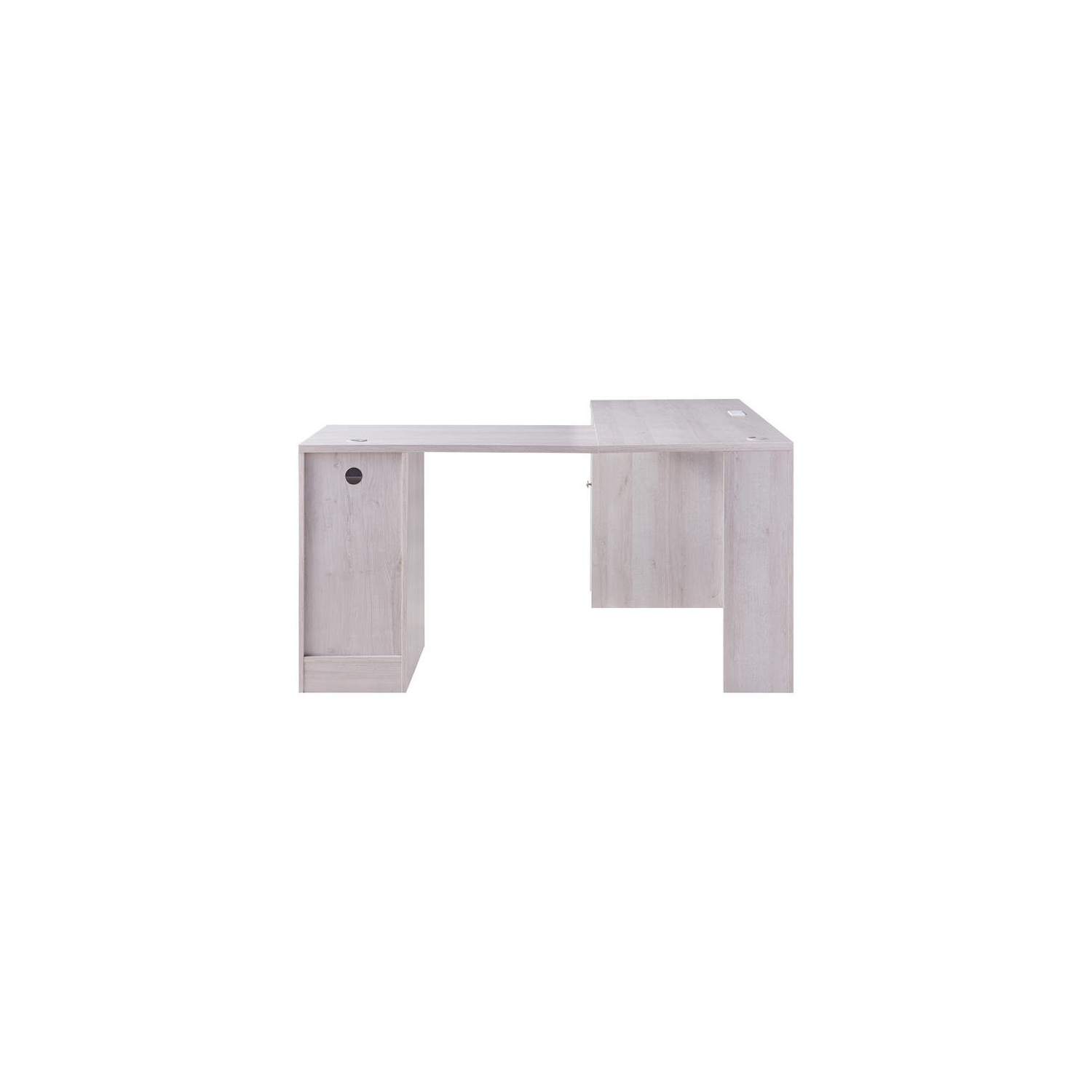 Bureau en L en bois Helmer de Furniture of America avec port USB en blanc