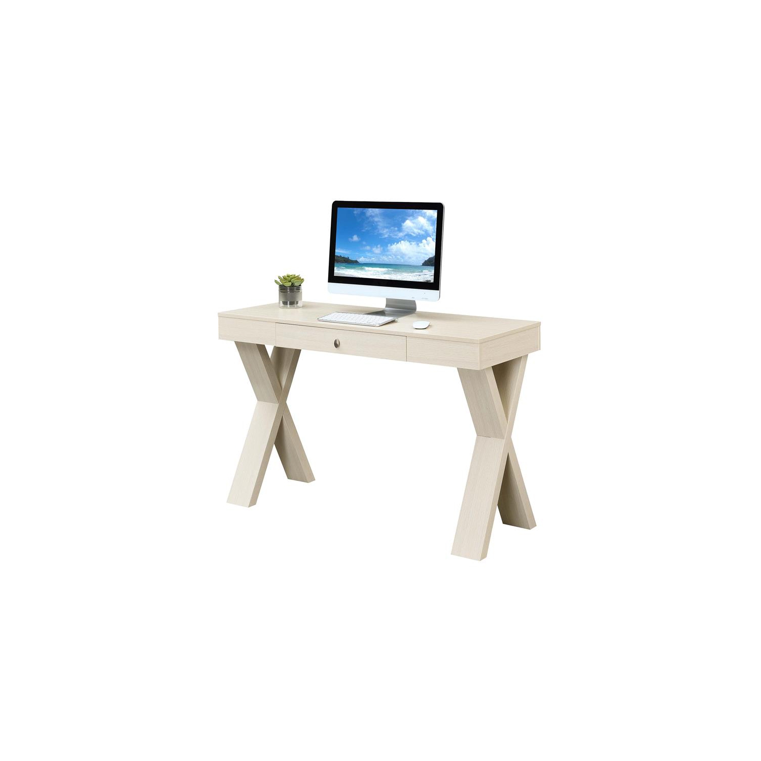 Convenience Concepts Newport One-Drawer Desk in Ivory Wood Finish
