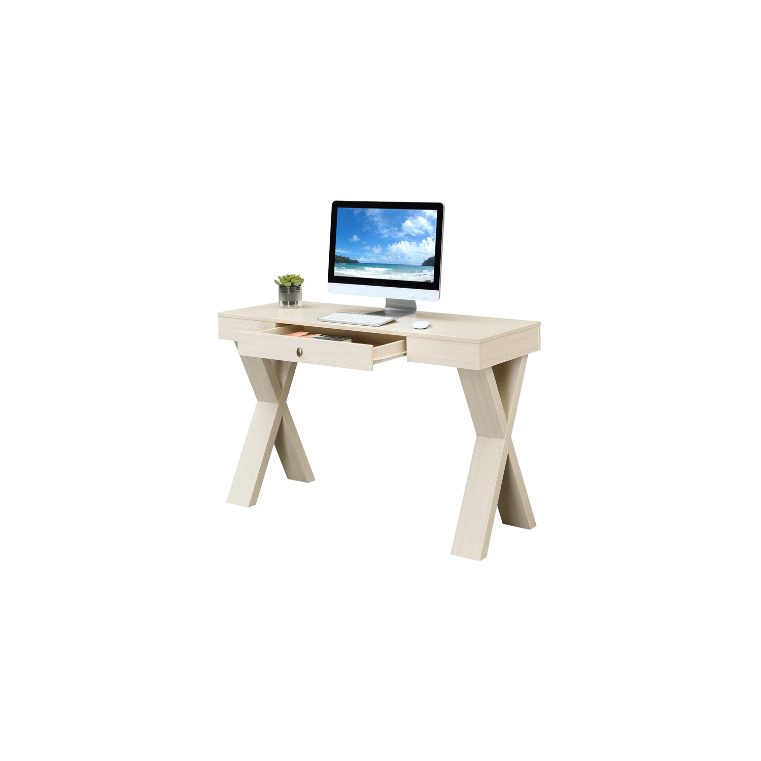Convenience Concepts Newport One-Drawer Desk in Ivory Wood Finish