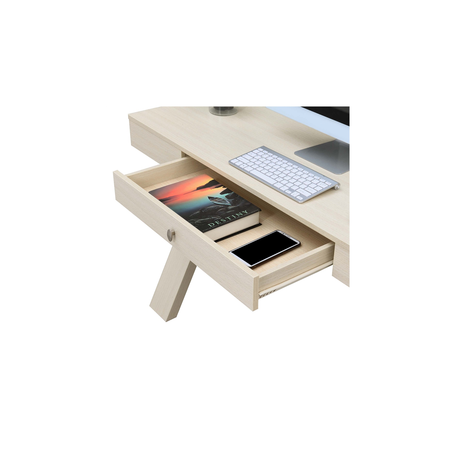 Convenience Concepts Newport One-Drawer Desk in Ivory Wood Finish
