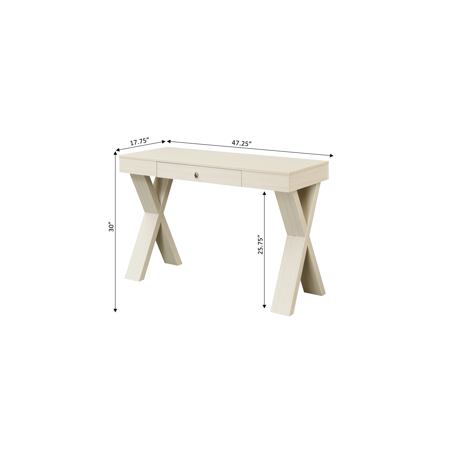 Convenience Concepts Newport One-Drawer Desk in Ivory Wood Finish
