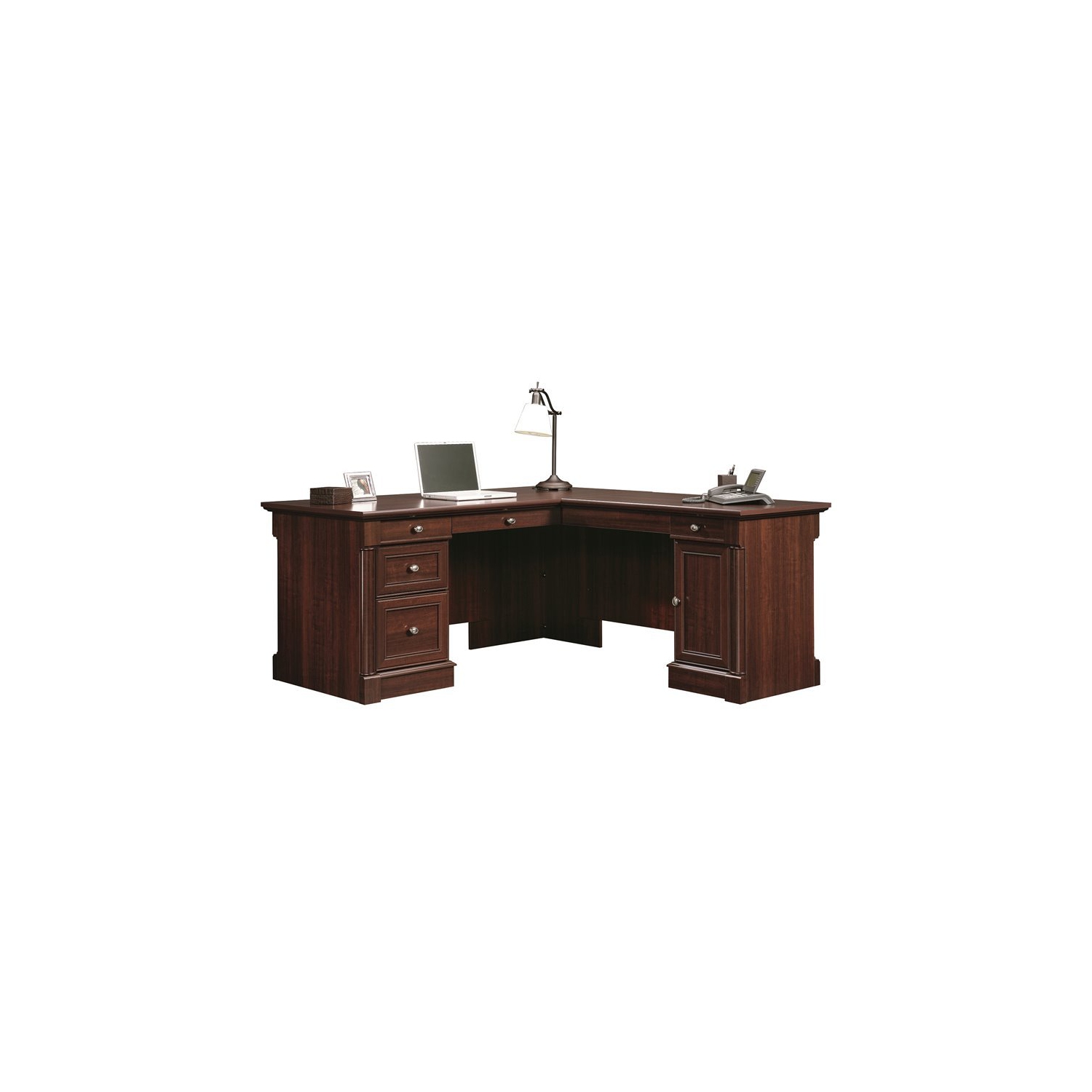 Sauder Palladia Contemporary Wood L-Shape Computer Desk in Select Cherry