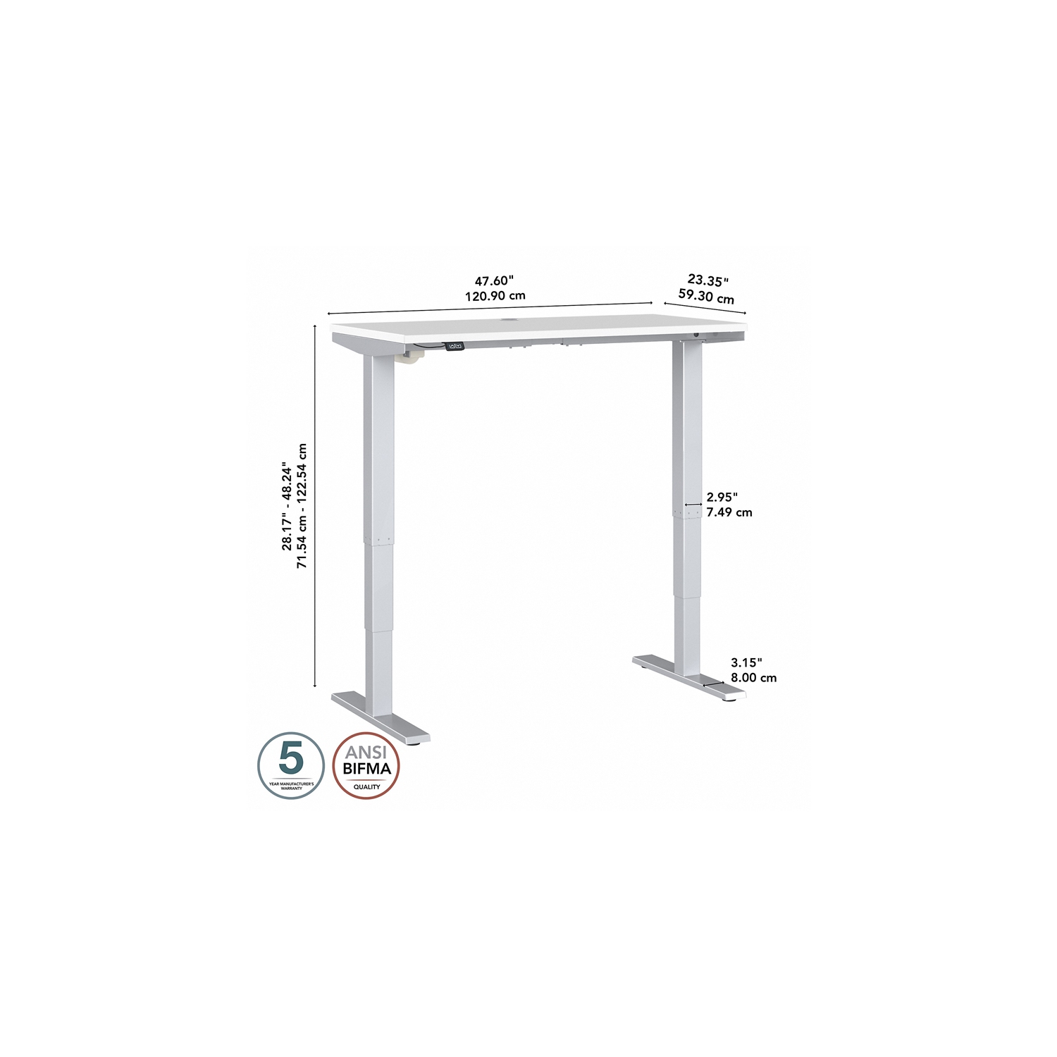Move 40 Series 48W Height Adjustable Desk in White - Engineered Wood