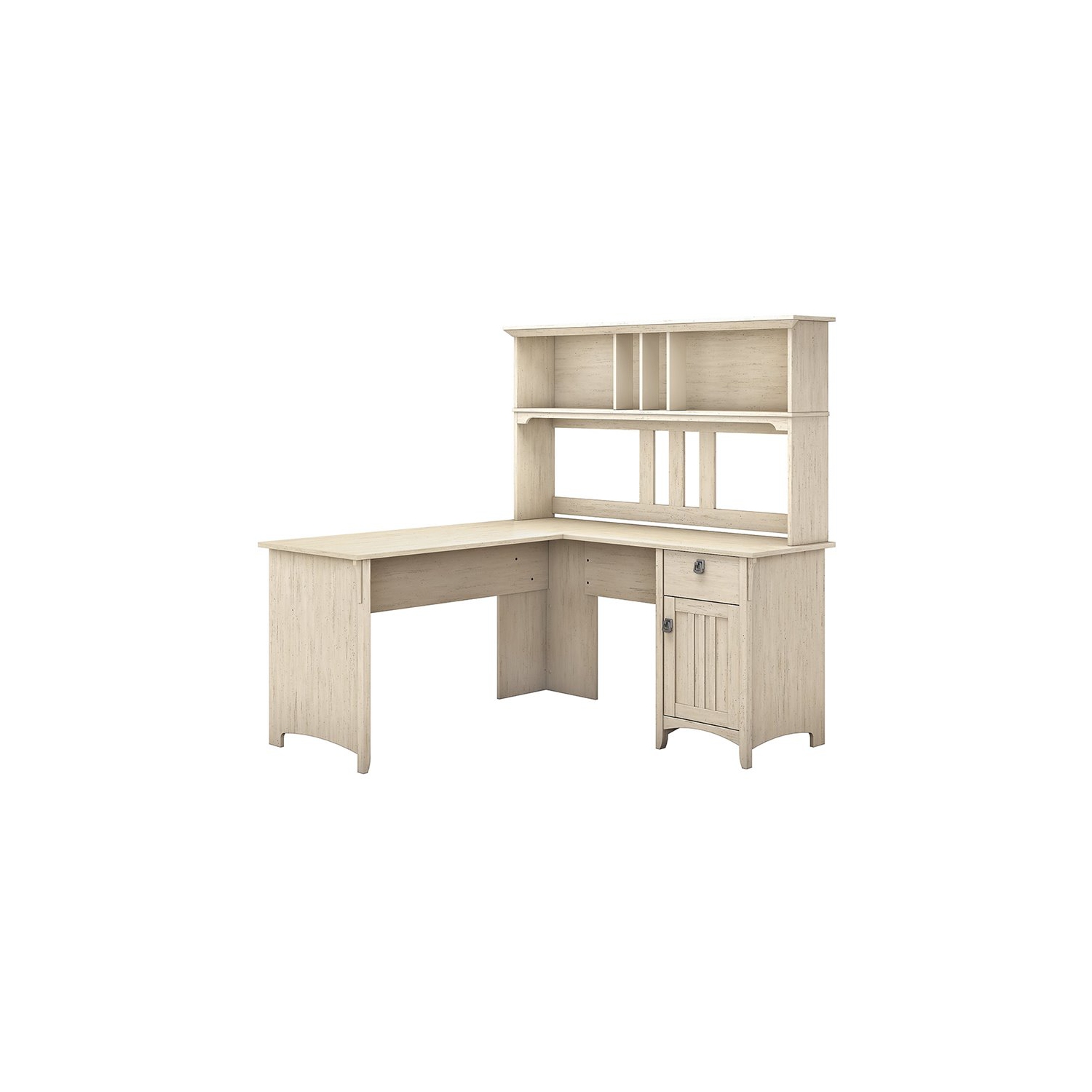 Scranton & Co Furniture Salinas L Shaped Desk with Hutch in Antique White