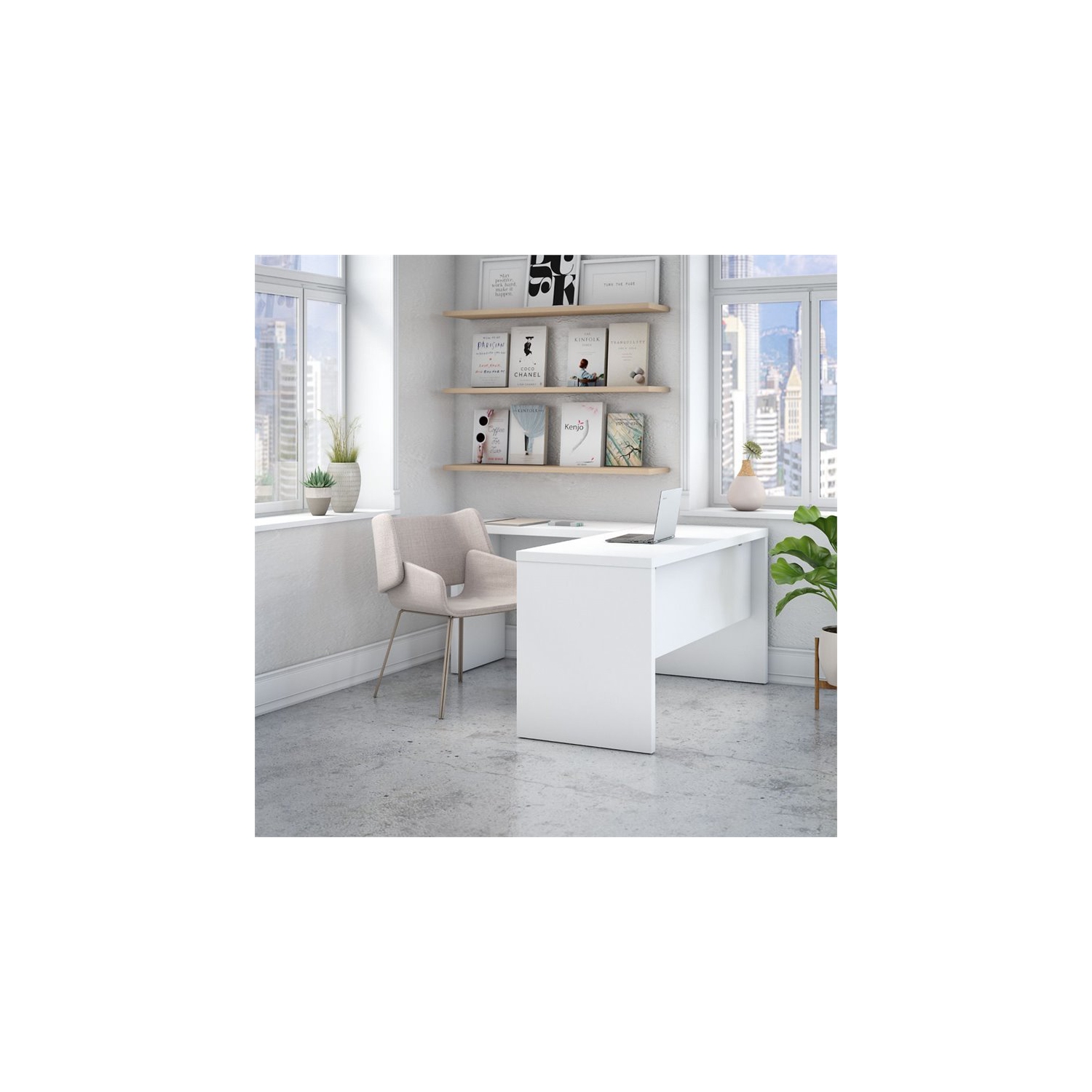 Echo L Shaped Desk in Pure White - Engineered Wood