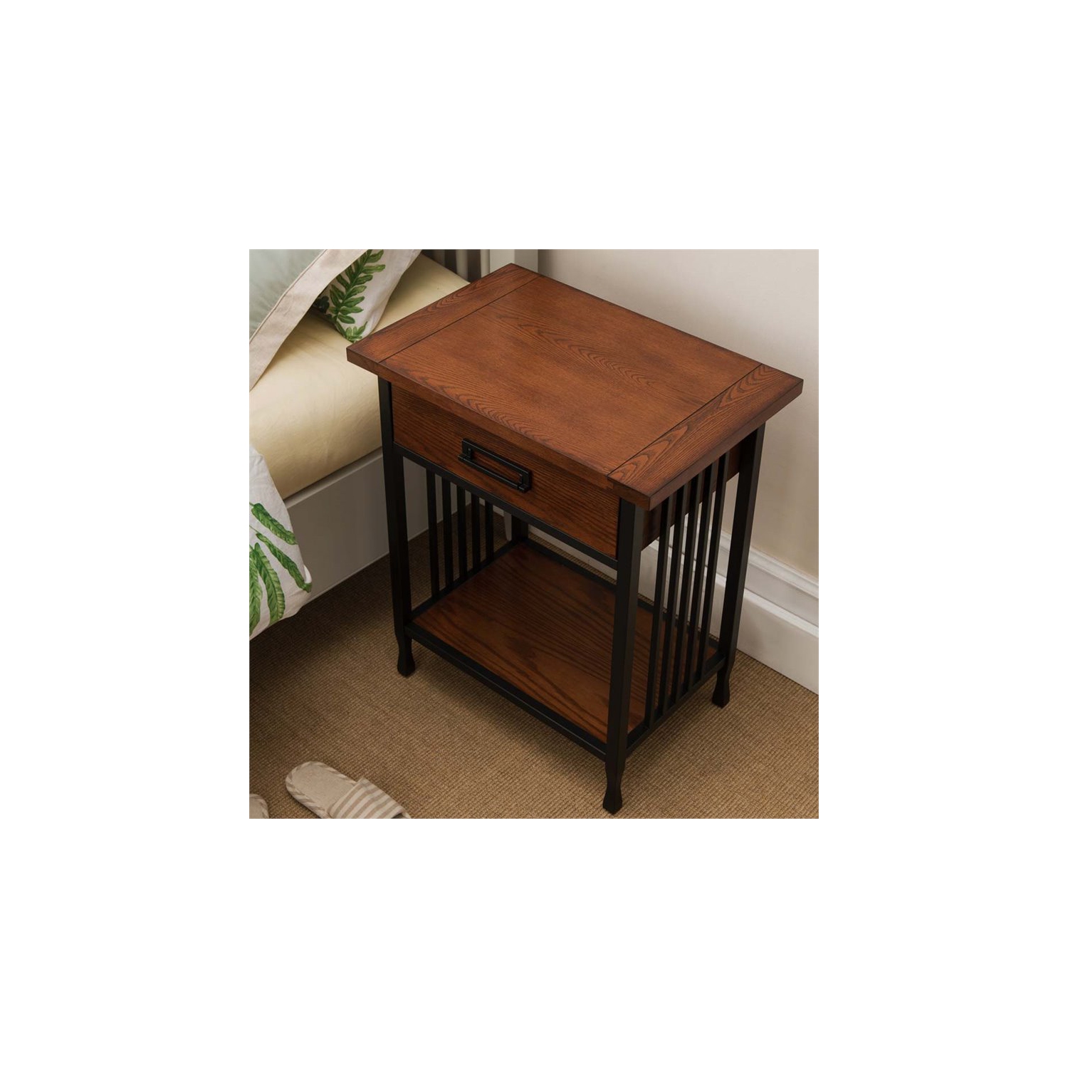 Bowery Hill 1 Drawer Nightstand in Mission Oak