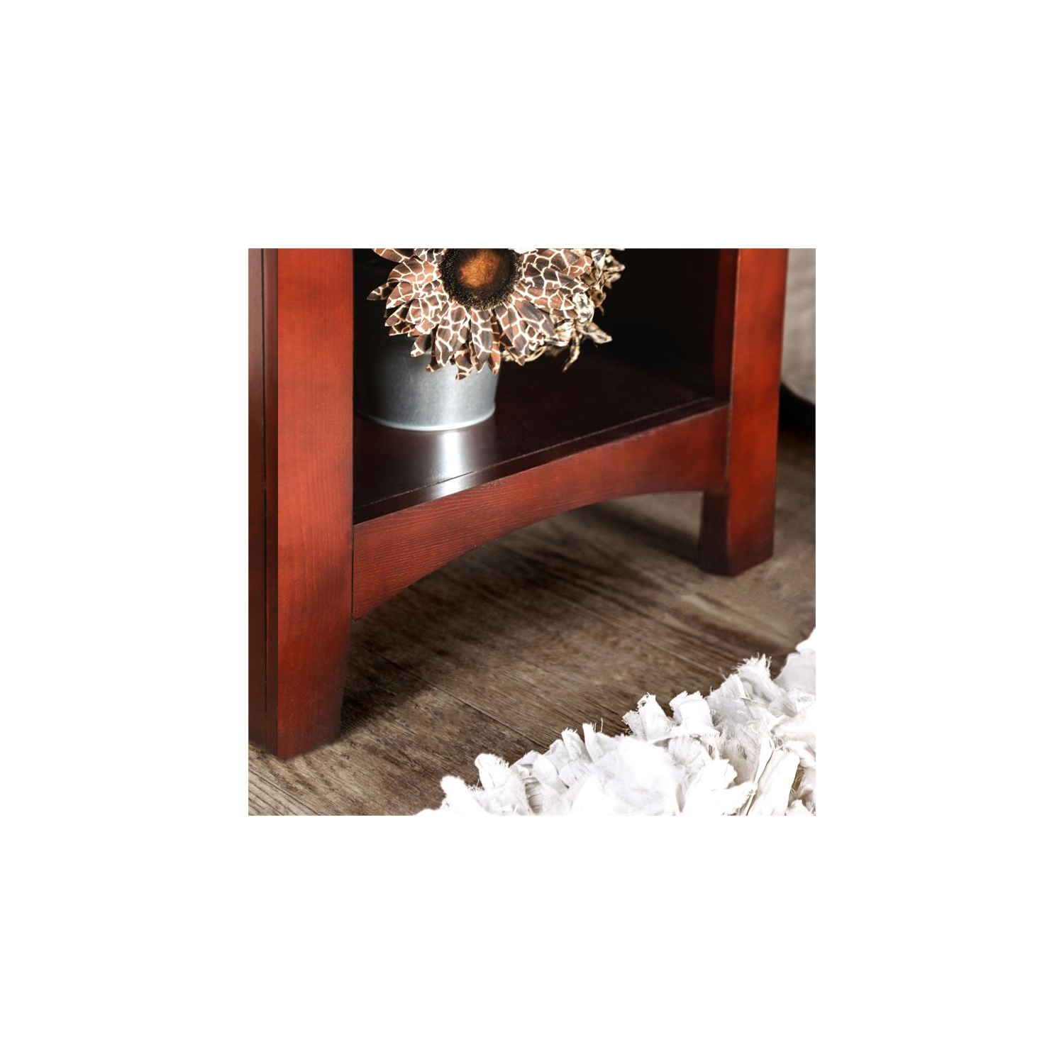 Furniture of America Dimanche Solid Wood 1-Drawer Nightstand in Cherry