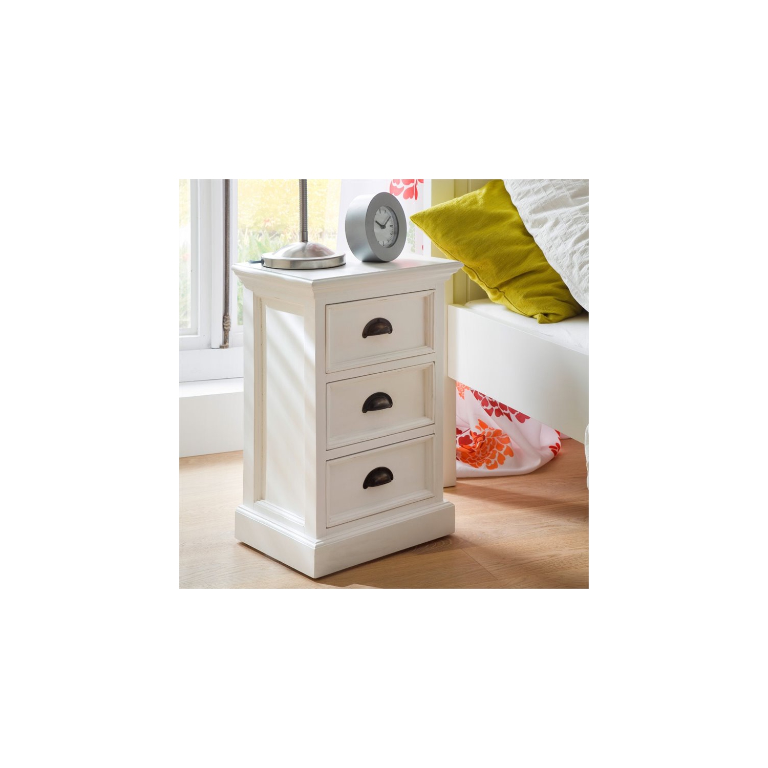 Beaumont Lane Wood 3 Drawer Nightstand/ Bedside in Pure White