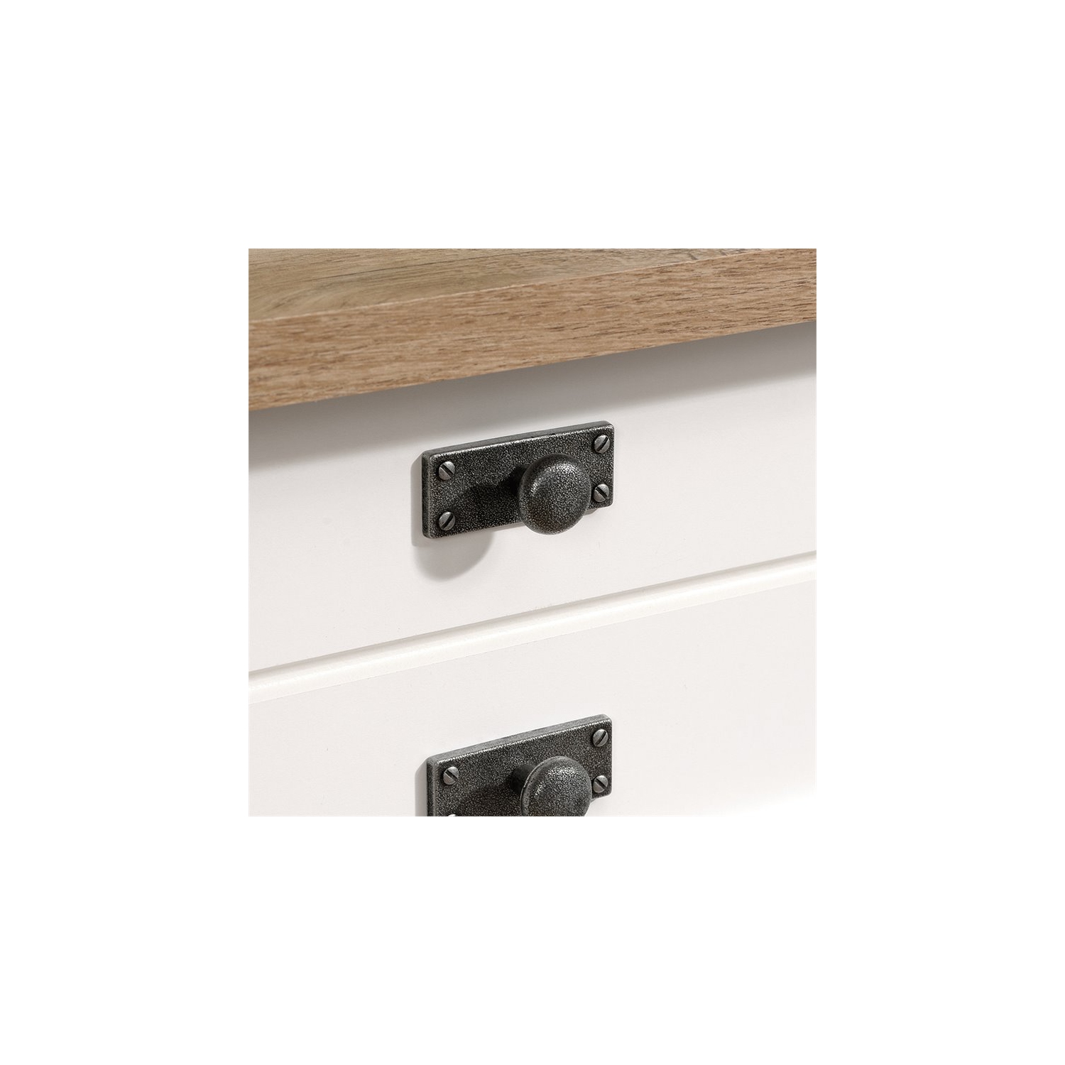 Pemberly Row 1 Drawer Nightstand in Soft White and Lintel Oak