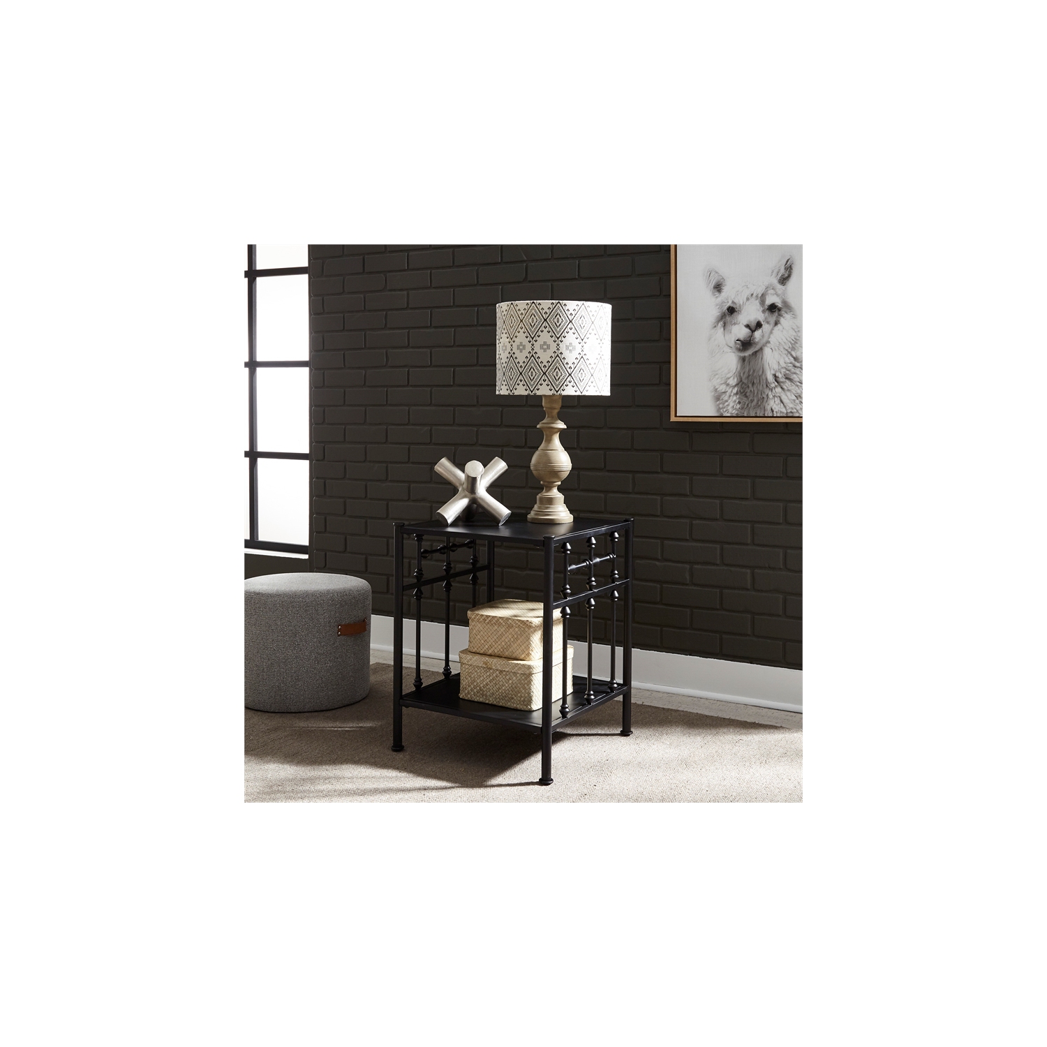 Vintage Series Metal Open Night Stand - Black