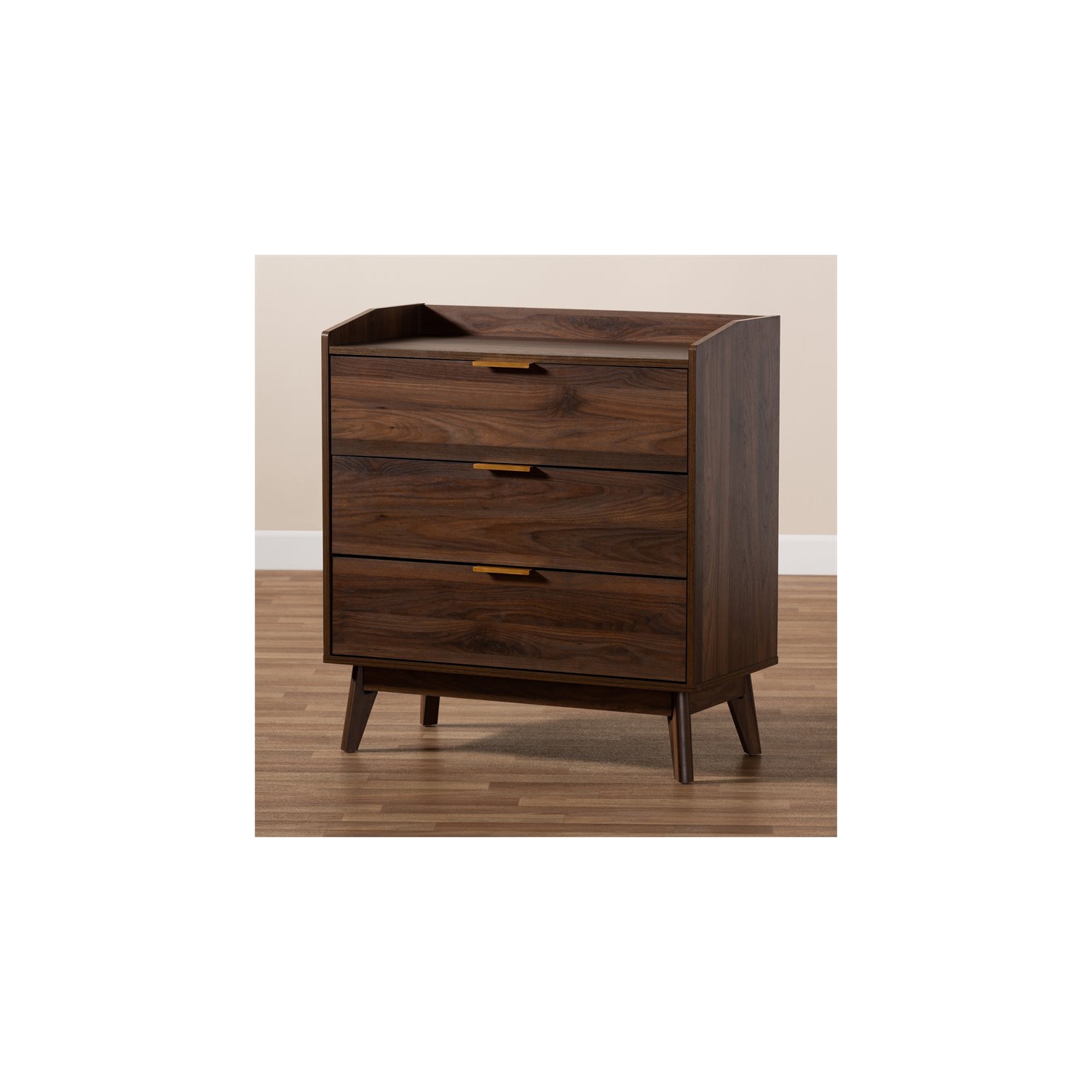 Bowery Hill Walnut Brown Finished 3-Drawer Wood Chest