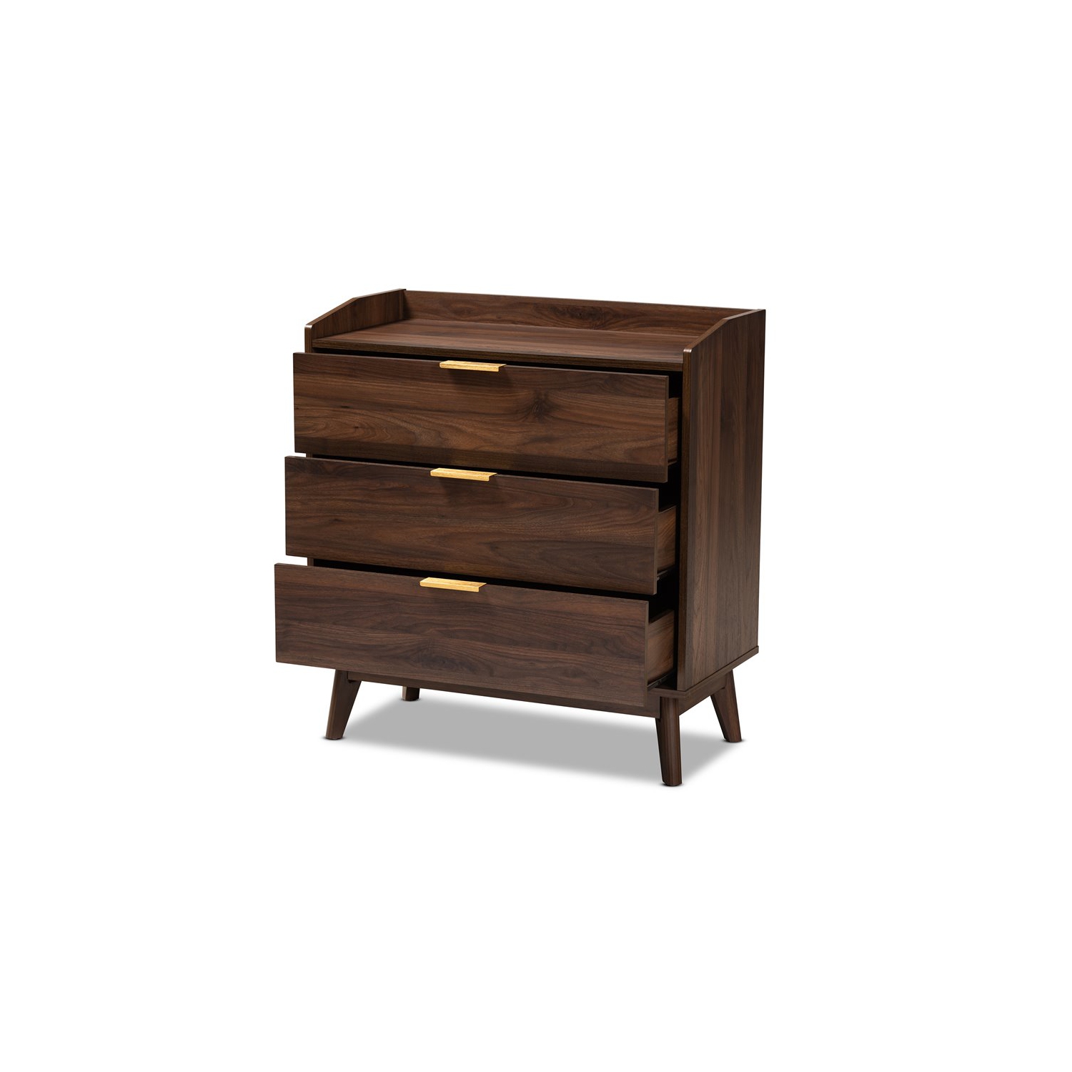 Bowery Hill Walnut Brown Finished 3-Drawer Wood Chest