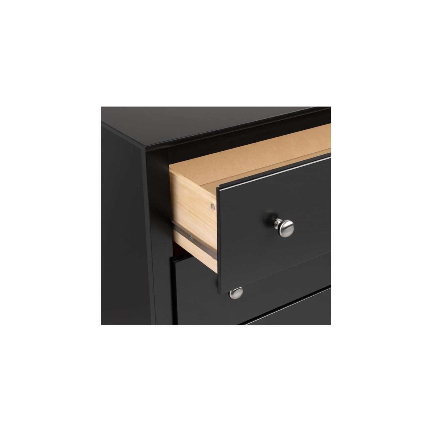 Wright Home Mid-Century Wood 3 Drawer Nightstand in Black