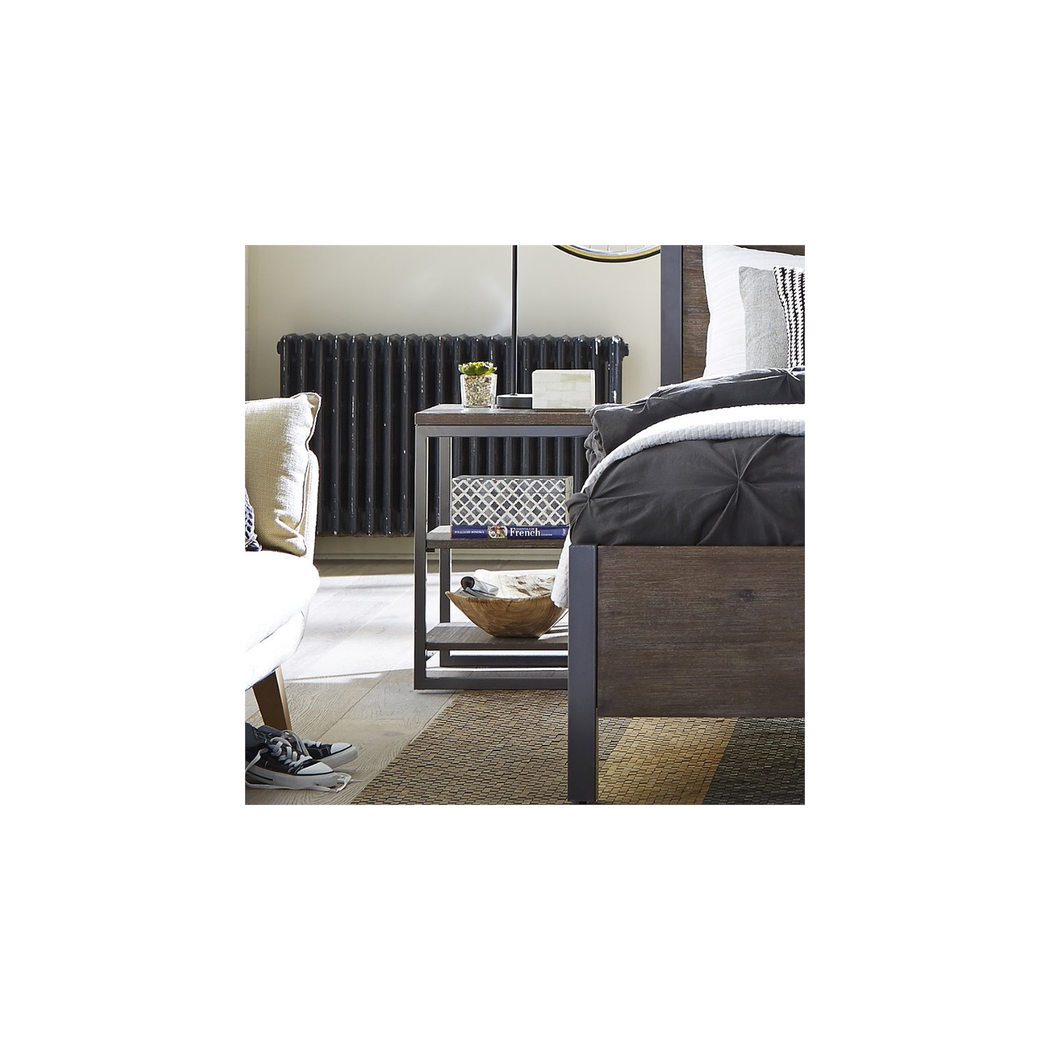 Homestyles Barnside Wood Nightstand in Gray