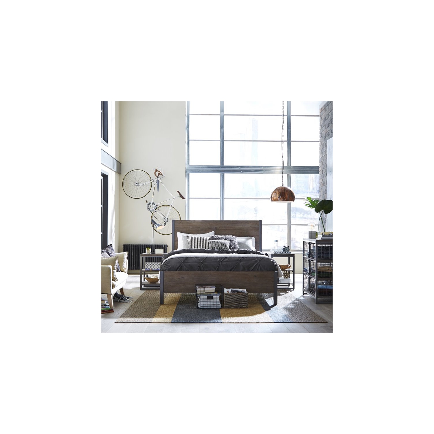 Homestyles Barnside Wood Nightstand in Gray