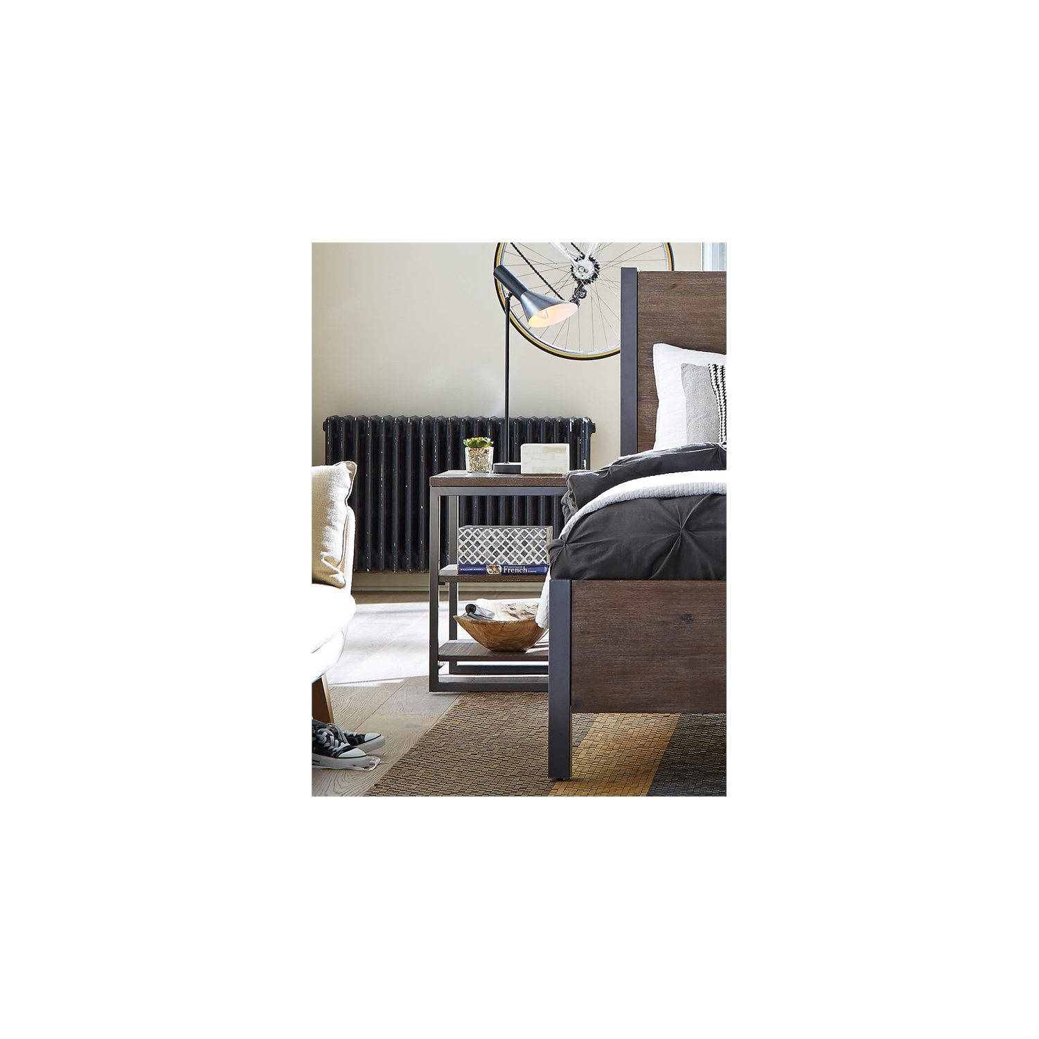 Homestyles Barnside Wood Nightstand in Gray