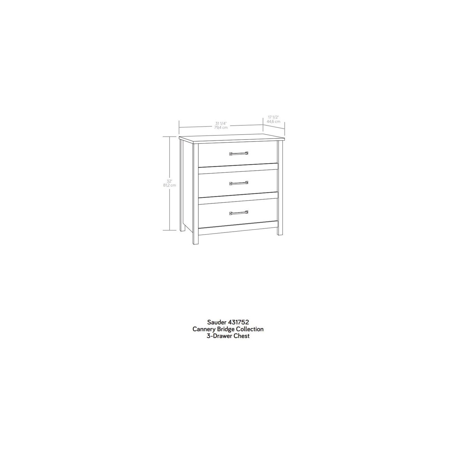 Sauder Cannery Bridge Engineered Wood 3-Drawer Chest in Sindoori Mango