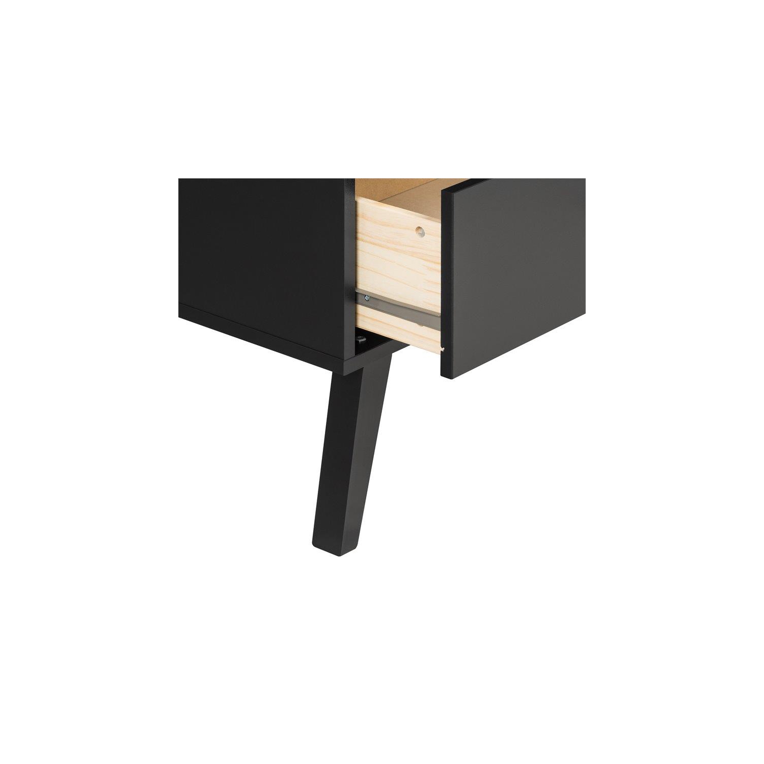 Wright Home Mid-Century Modern Wood 2 Drawer Nightstand in Black