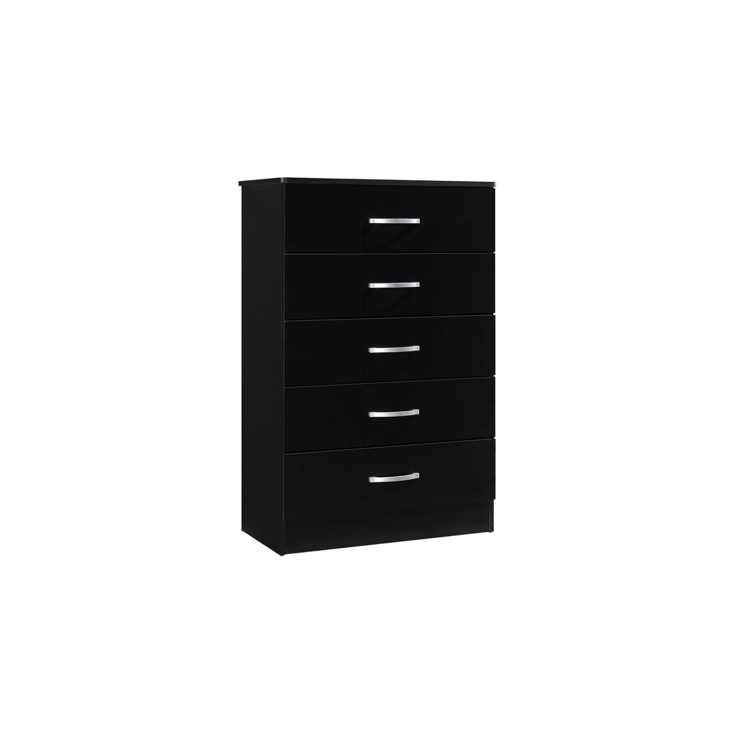 Hodedah Five Drawer Contemporary Wooden Chest in Black Finish