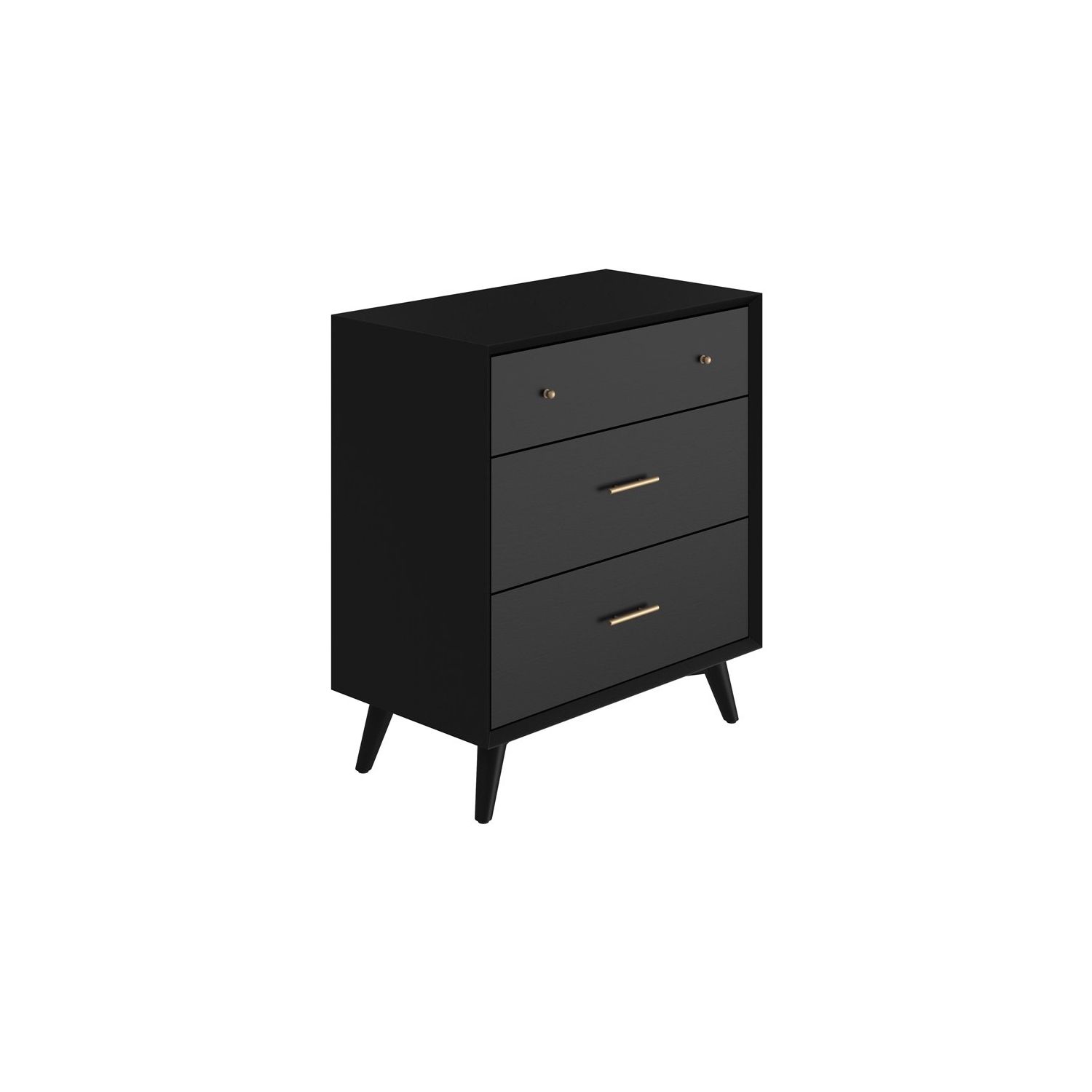 Bowery Hill Mid-Century Mid Century Modern Wood 3 Drawer Small Chest in Black