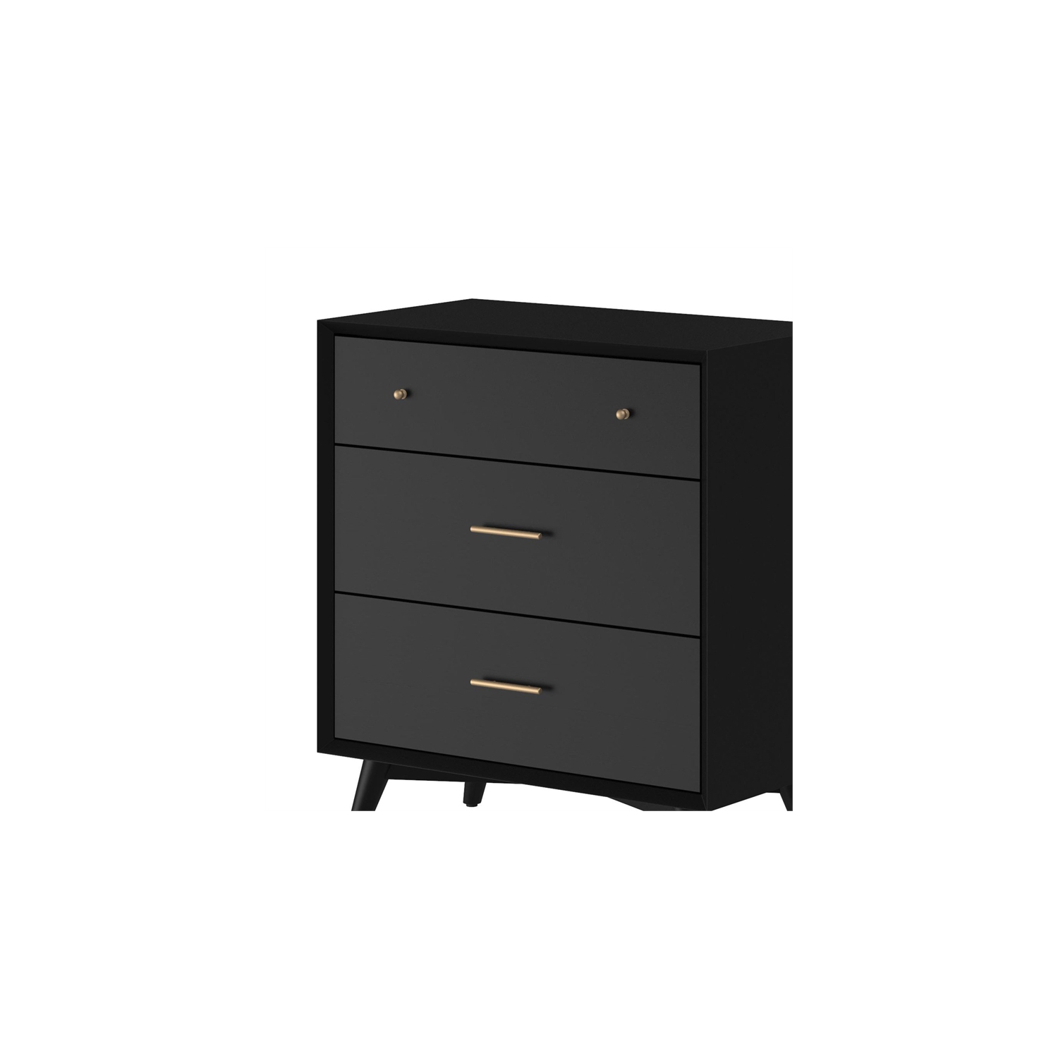 Bowery Hill Mid-Century Mid Century Modern Wood 3 Drawer Small Chest in Black