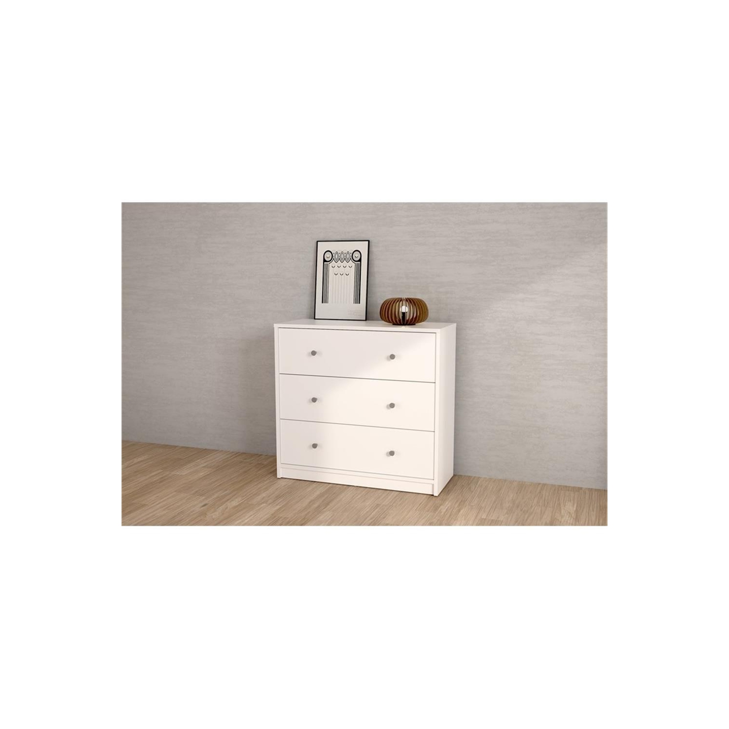 Commode contemporaine à 3 tiroirs Tvilum Portland, blanc