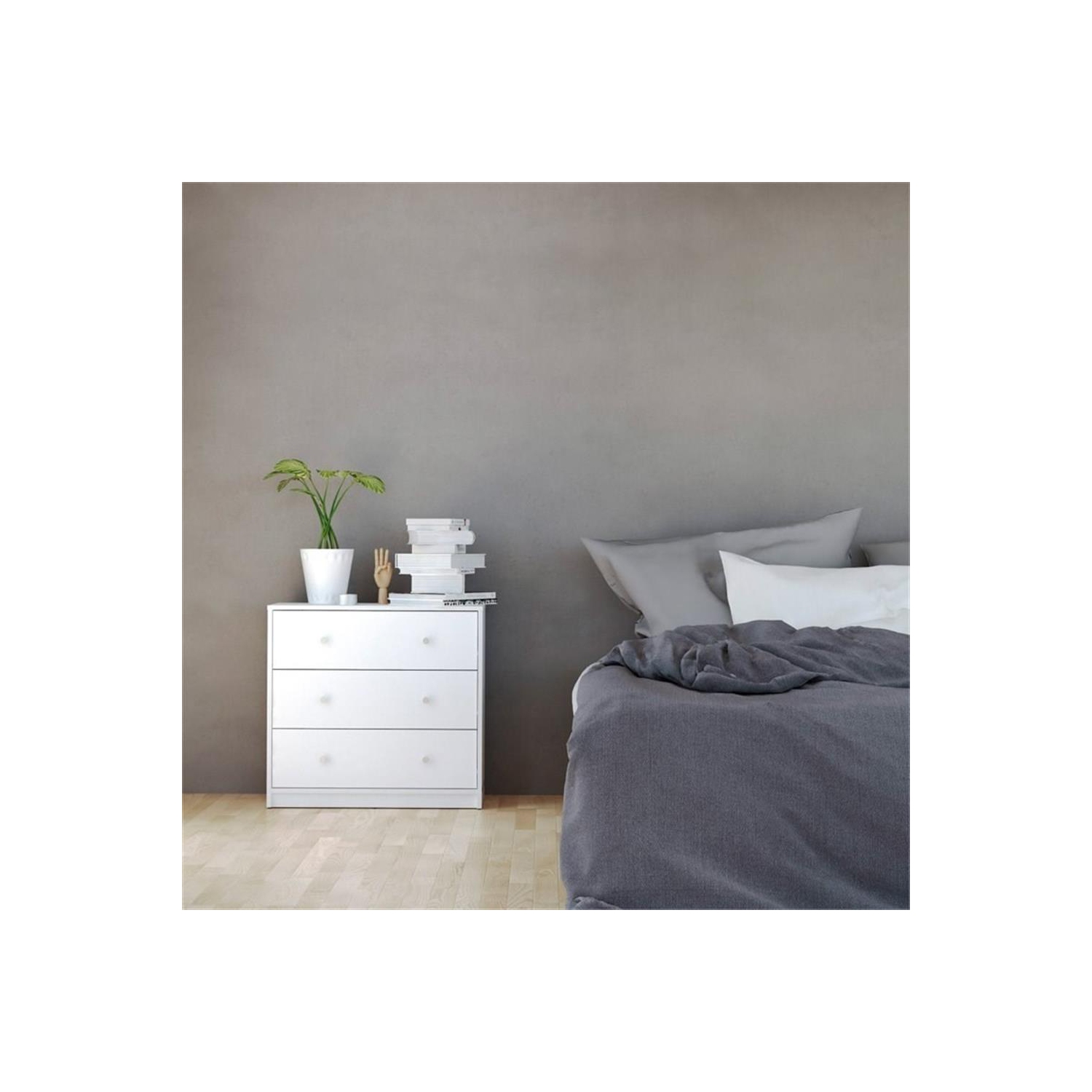 Commode contemporaine à 3 tiroirs Tvilum Portland, blanc