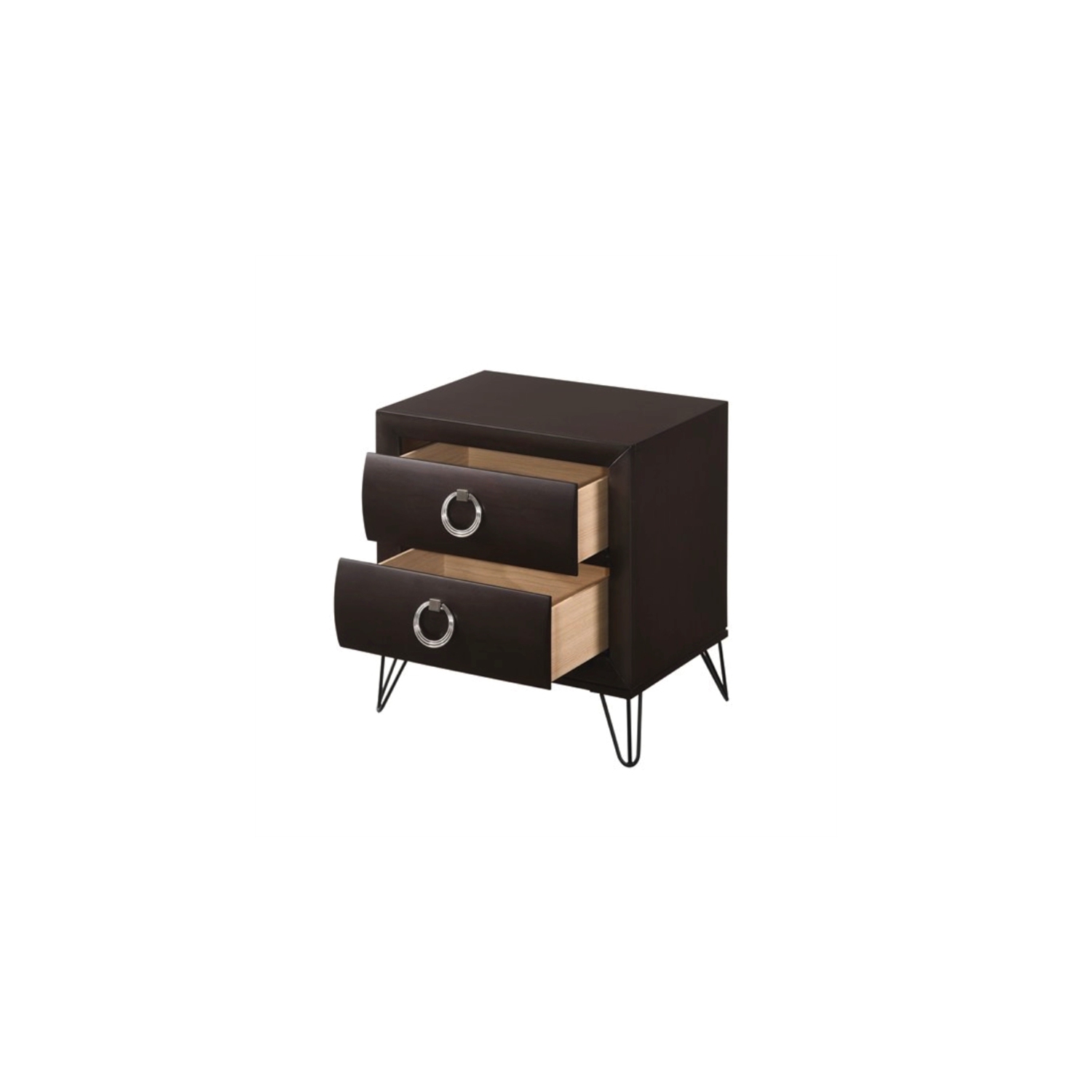 Bowery Hill Transitional 2 Drawer Nightstand in Dark Merlot