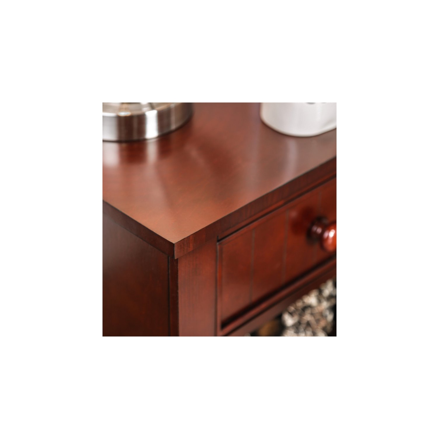 Bowery Hill Solid Wood 1-Drawer Nightstand in Cherry