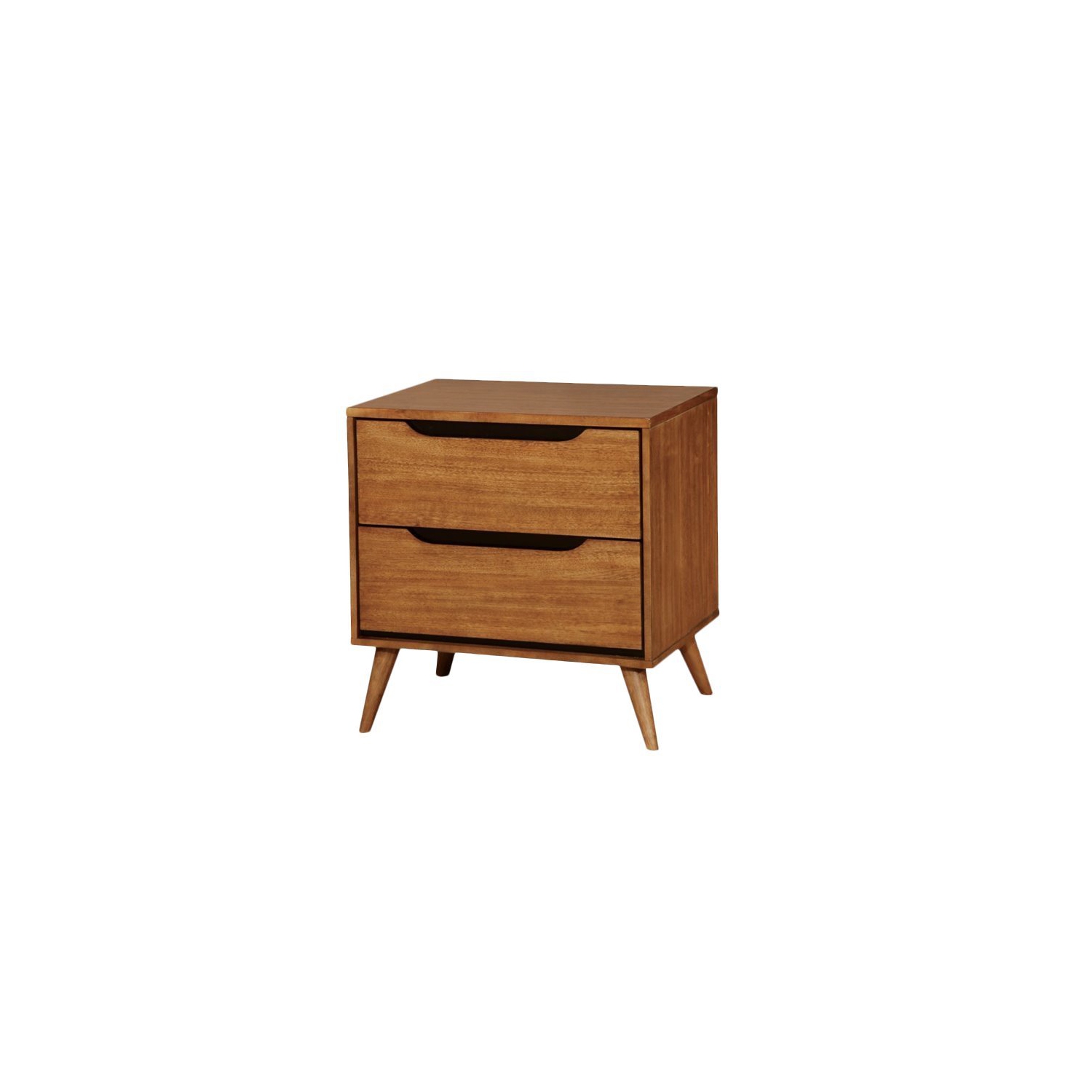 Bowery Hill 2-Drawer Mid-Century Solid Wood Nightstand in Oak