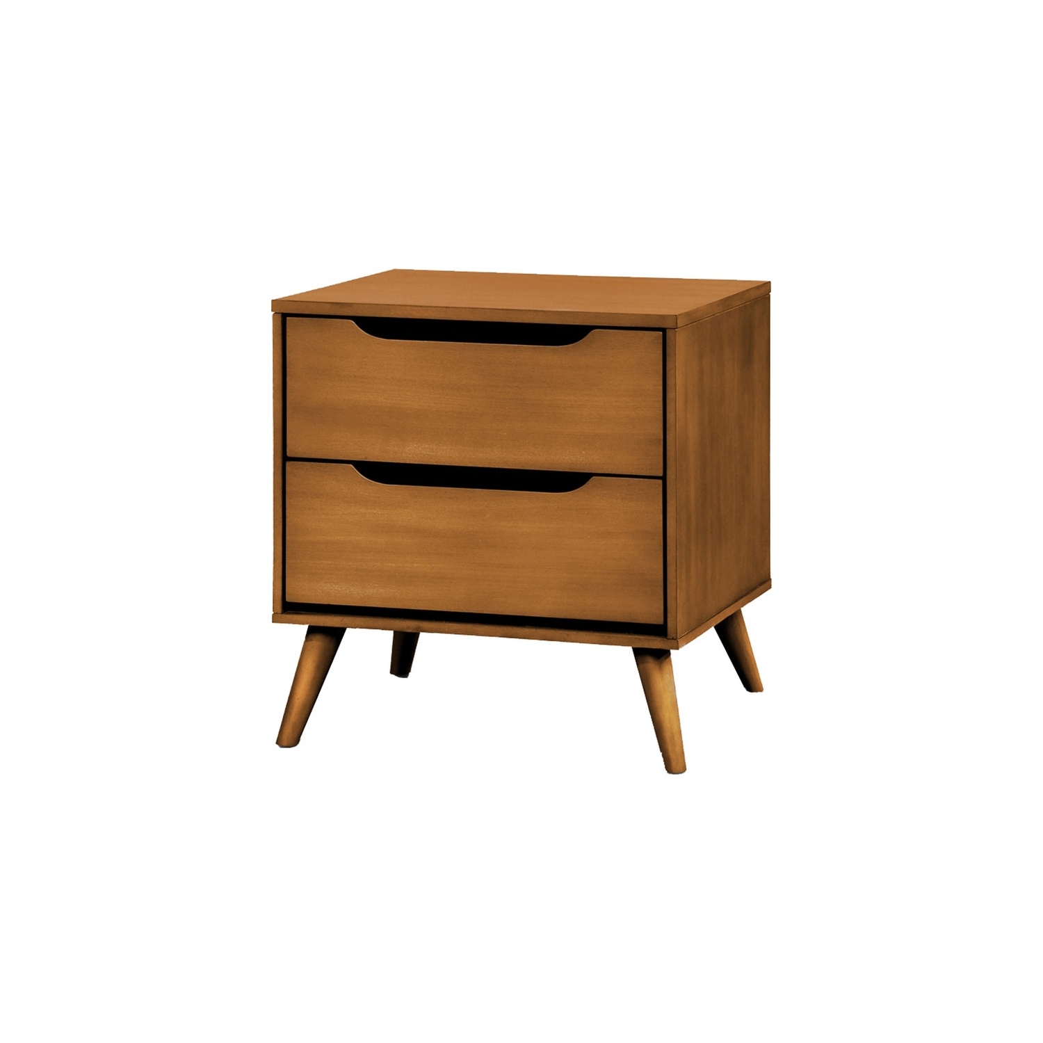 Bowery Hill 2-Drawer Mid-Century Solid Wood Nightstand in Oak
