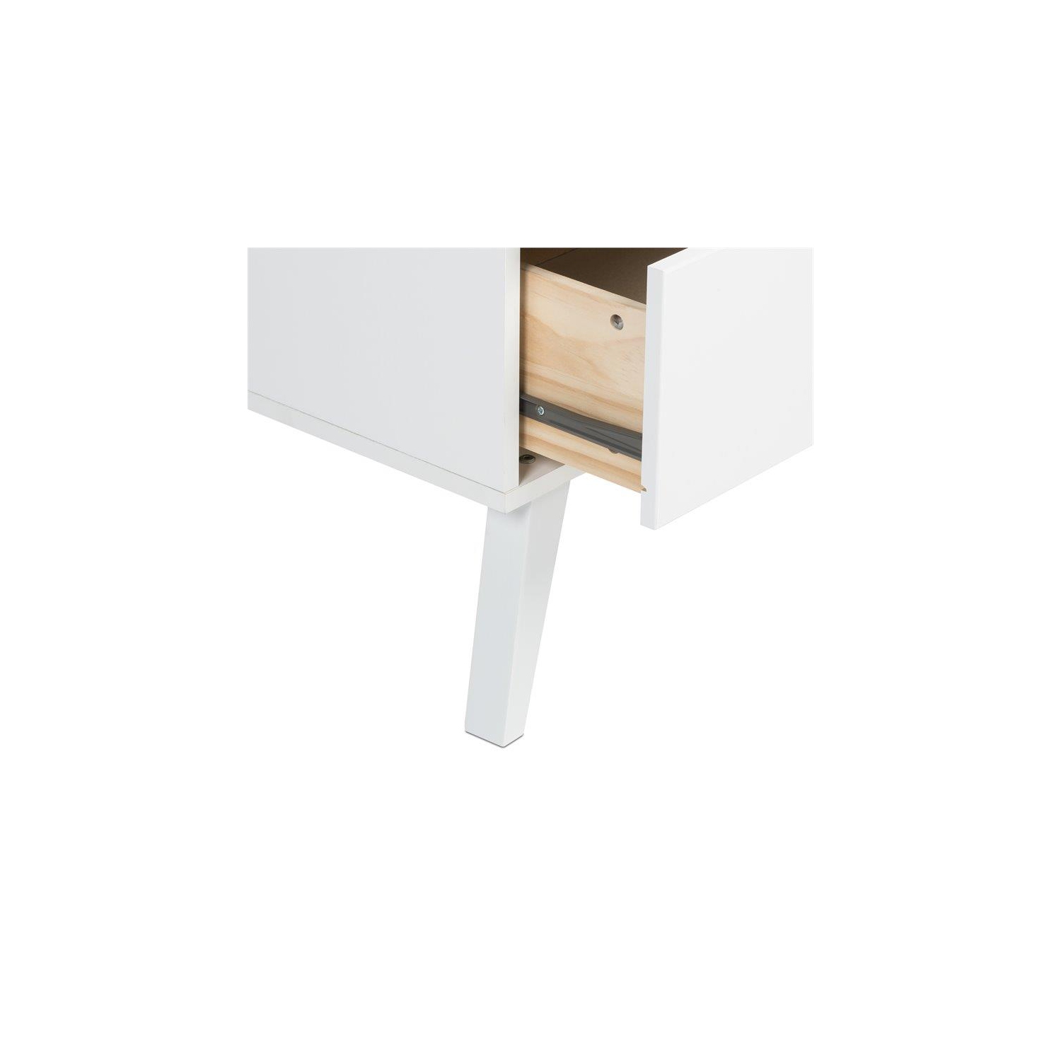 Wright Home Mid-Century Modern Wood 2 Drawer Nightstand in White