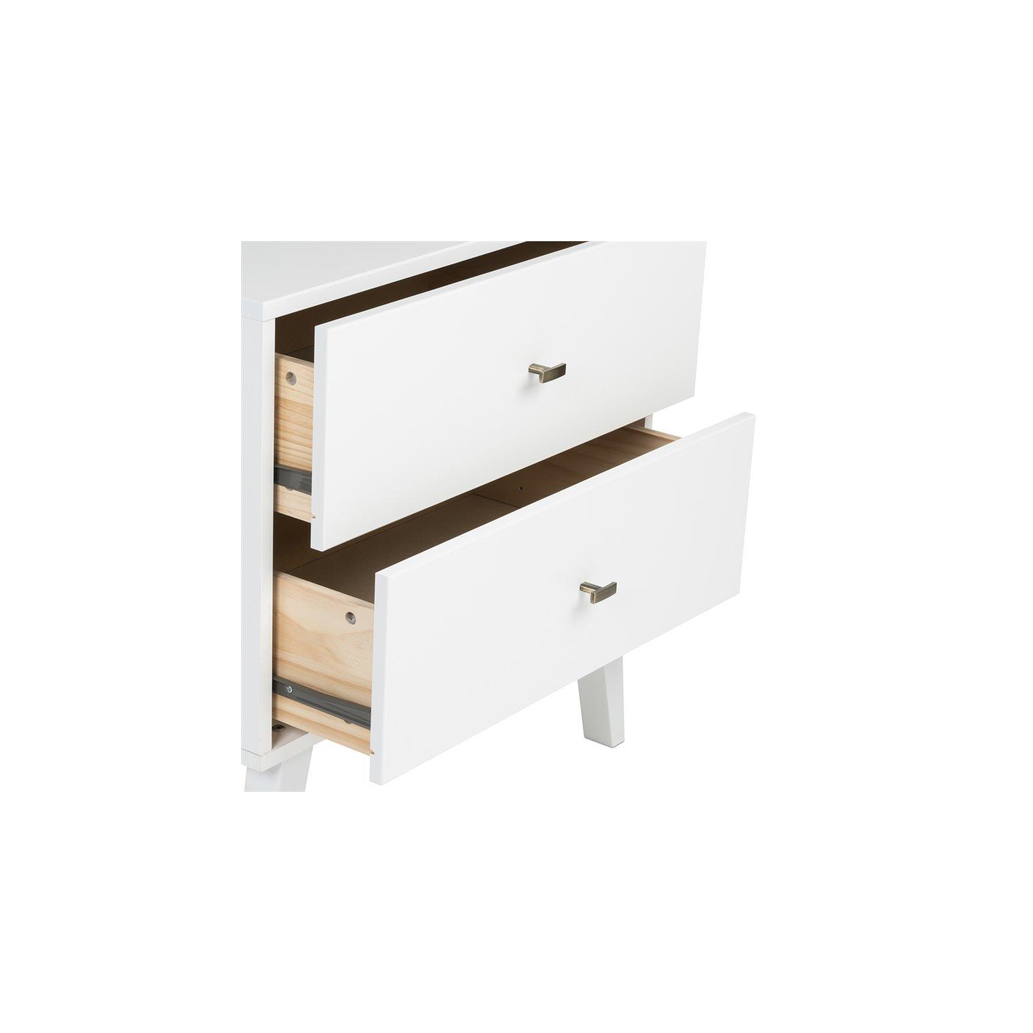 Wright Home Mid-Century Modern Wood 2 Drawer Nightstand in White
