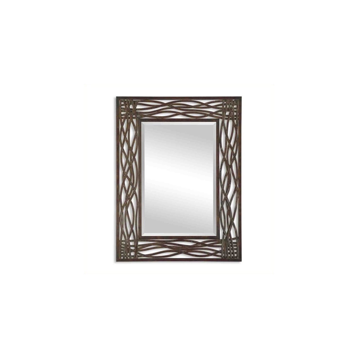 Beaumont Lane Metal Mirror in Distressed Mocha Brown