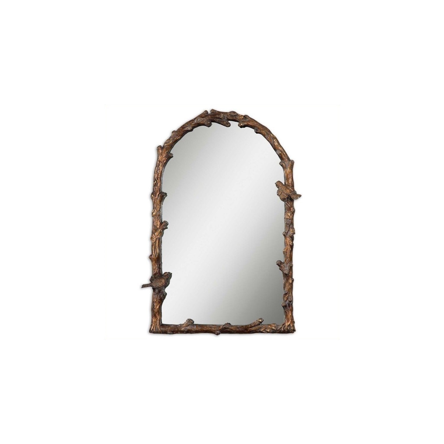 Bowery Hill Contemporary Arch Mirror in Distressed Antique Gold