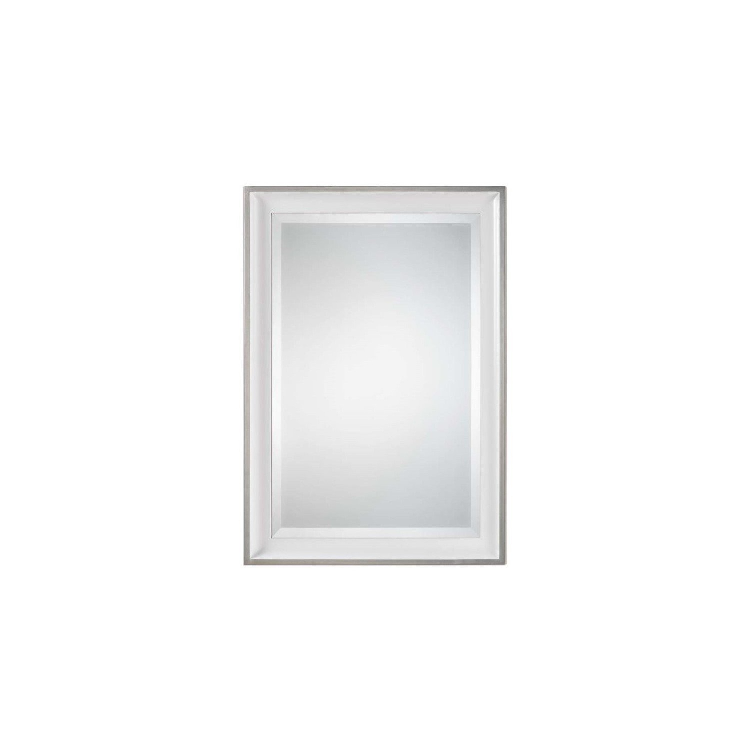 Bowery Hill Modern White and Silver Sloped Profile Mirror