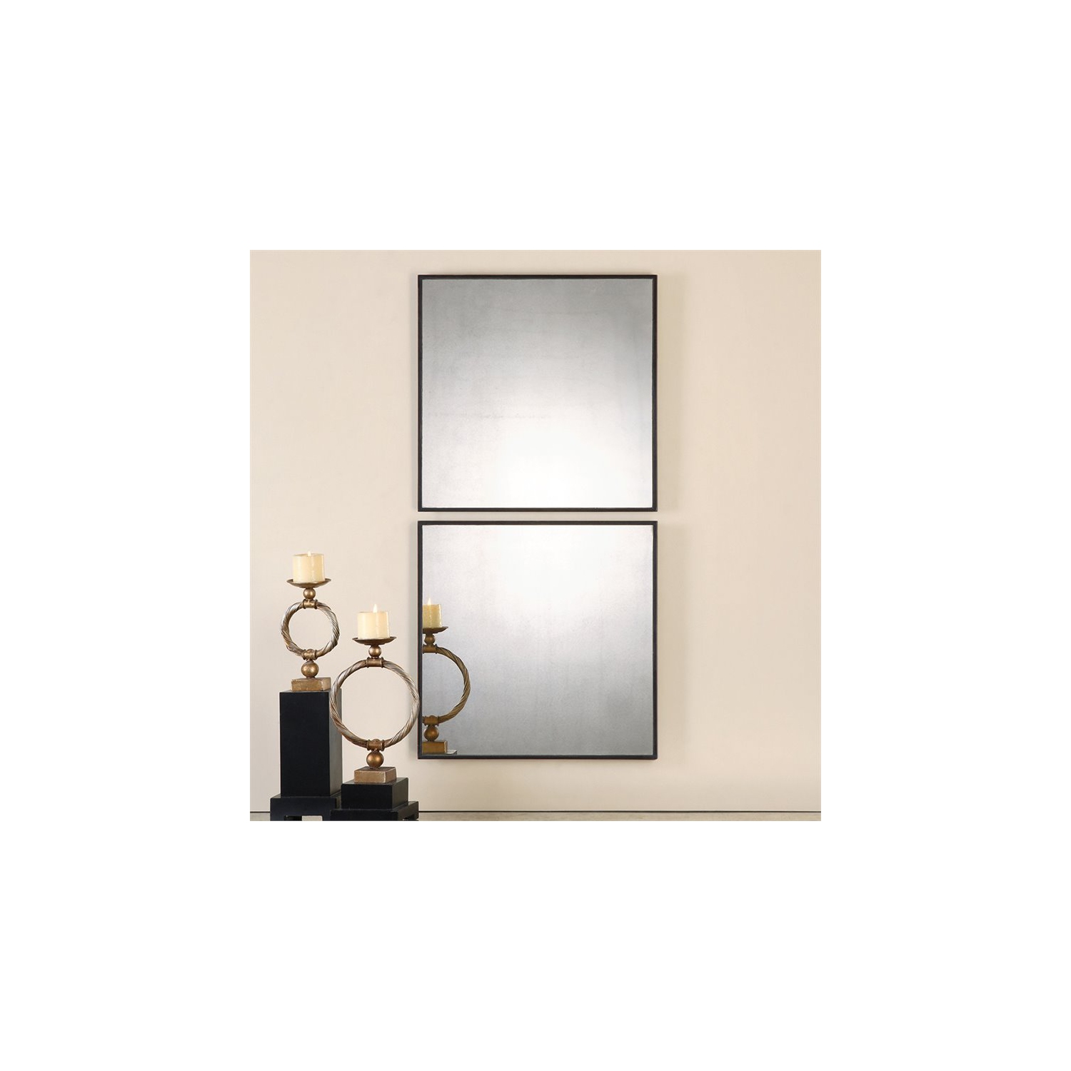 Bowery Hill Contemporary Antiqued Square Mirrors