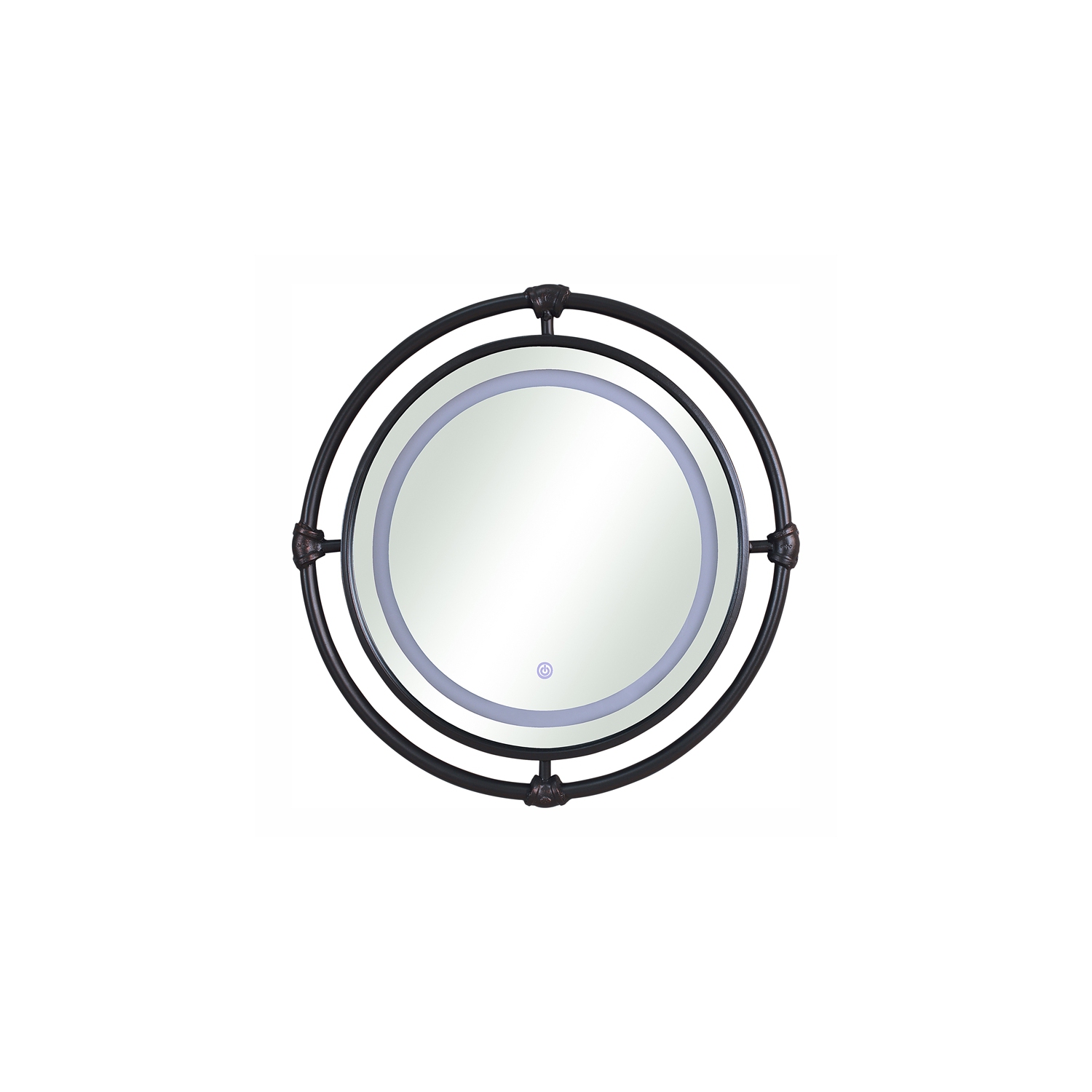 Furniture of America Mizen Metal Round Wall Mirror in Black and Copper