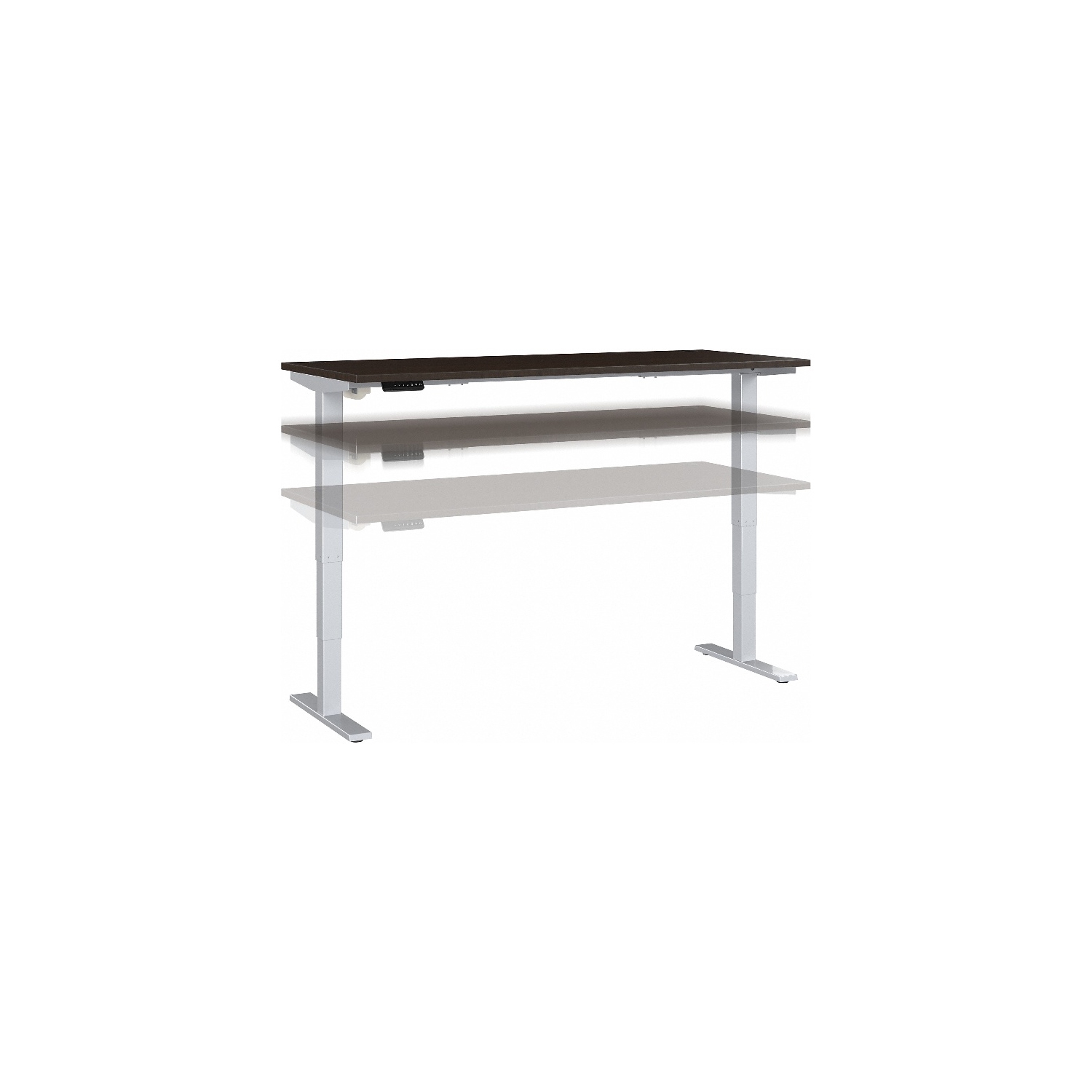 Bureau à hauteur réglable de 72 po de largeur Move 40, cerisier moka - bois d’ingénierie