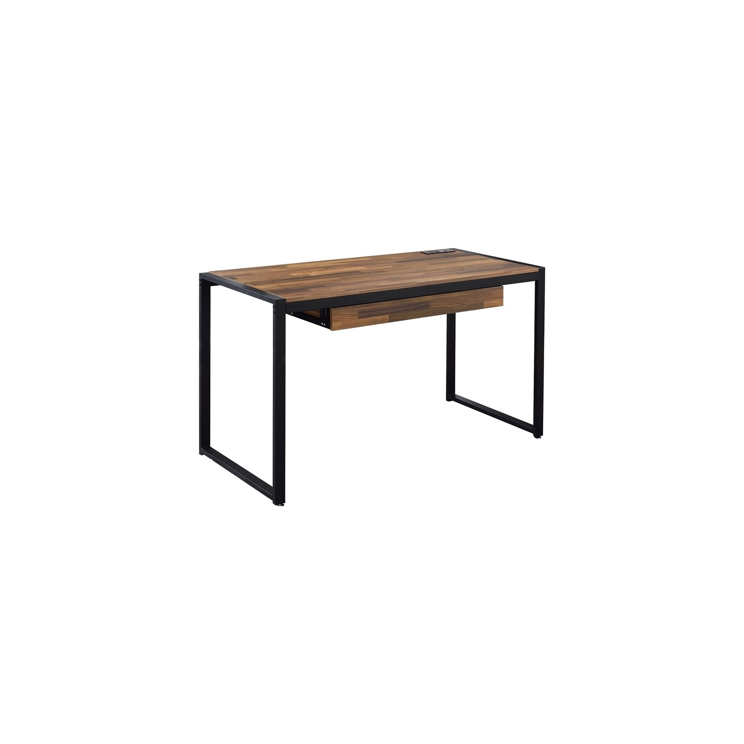 Furniture of America Marra Wood Writing Desk with USB in Sand Black and Natural