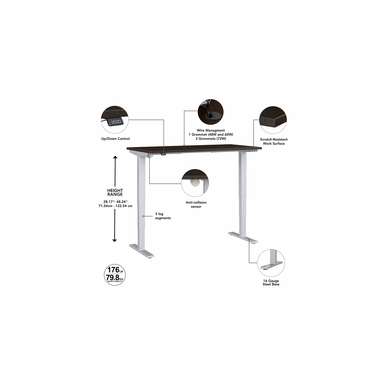 Move 40 Series 48W Height Adjustable Desk in Mocha Cherry - Engineered Wood
