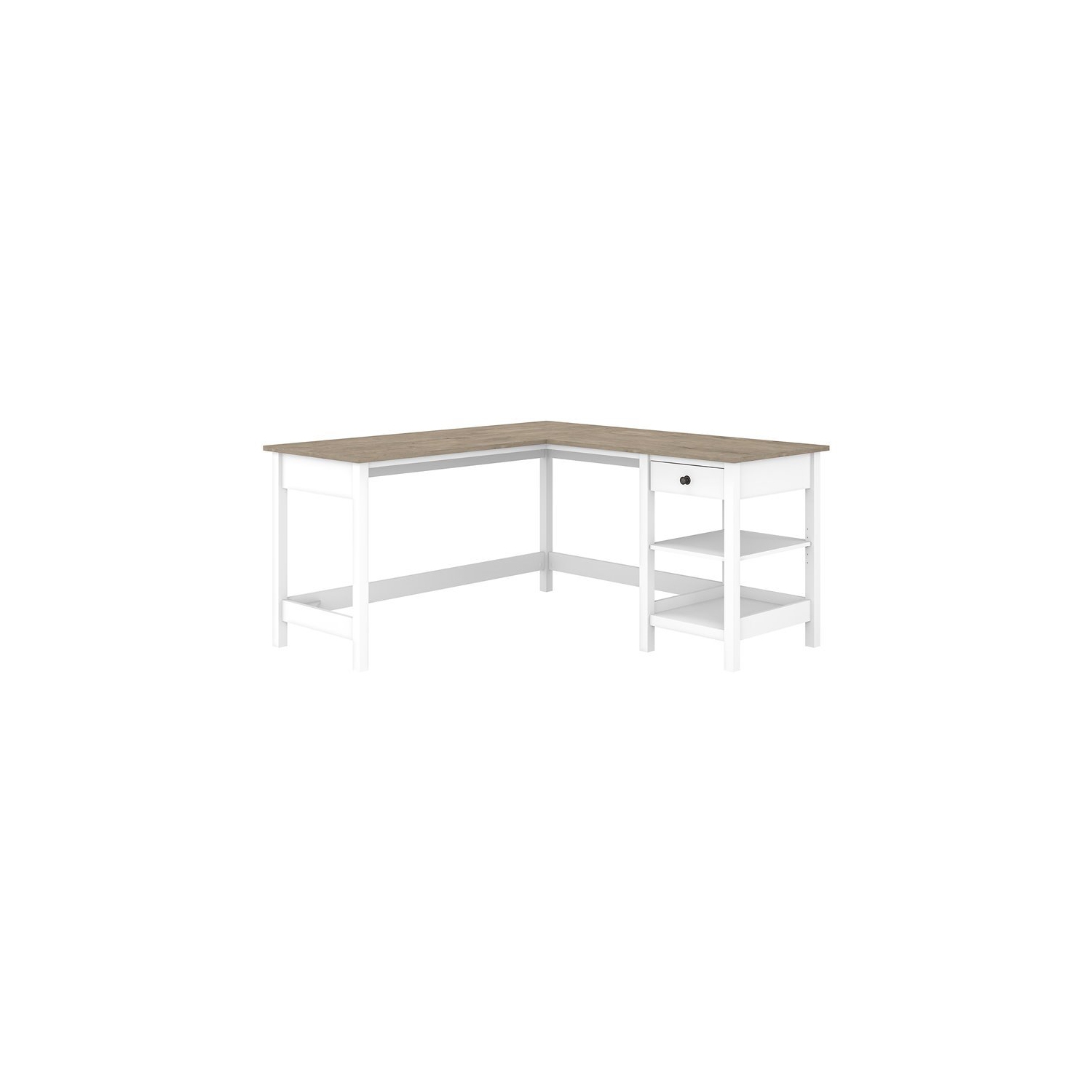 Mayfield 60W L Shaped Computer Desk in Shiplap Gray / White - Engineered Wood