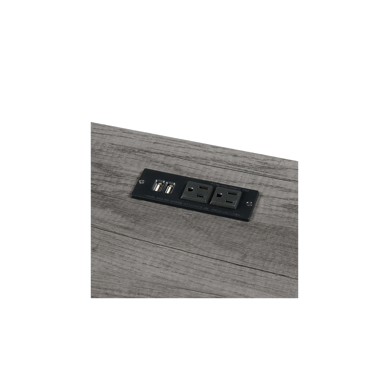 Convenience Concepts Designs2Go Trestle Desk with Charging Station in Gray Wood